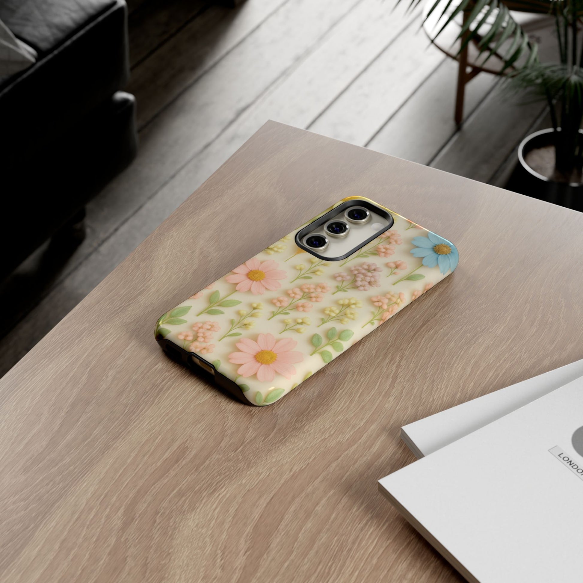 Pastel Dried Flowers Illusion Phone Case 3D Realistic Pressed Floral Design, Bright Botanical Aesthetic, Soft Nature-Inspired CoveriPhone & Galaxy