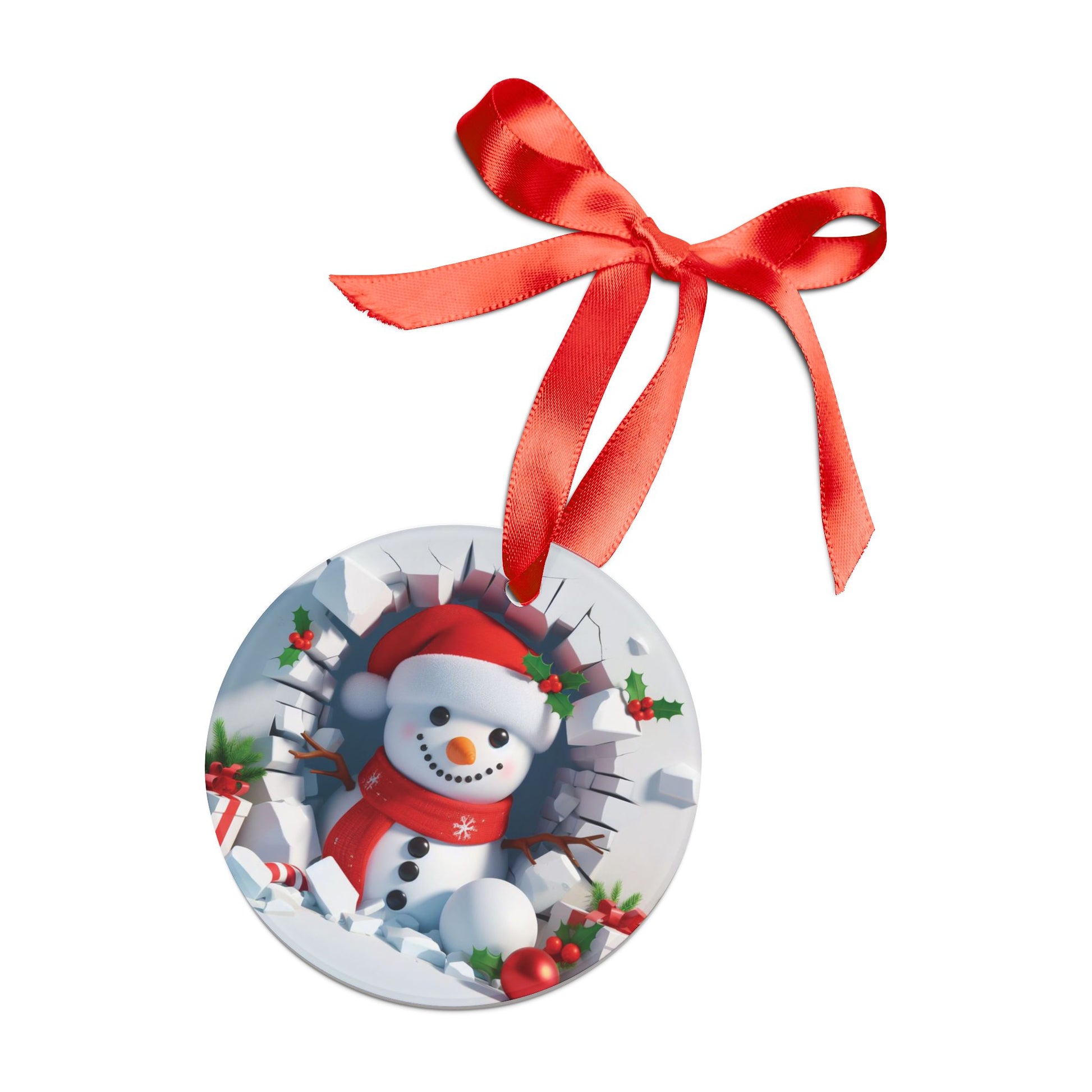 Charming 3D Illusion Snowman Ornament Festive Holiday Captivating Optical Illusion Perfect for Christmas Tree, Gift Acrylic with Ribbon Perfect Gift for Tree, Home, Holiday Keepsake Ideal for Tree Trimming - MRSBYVALLE