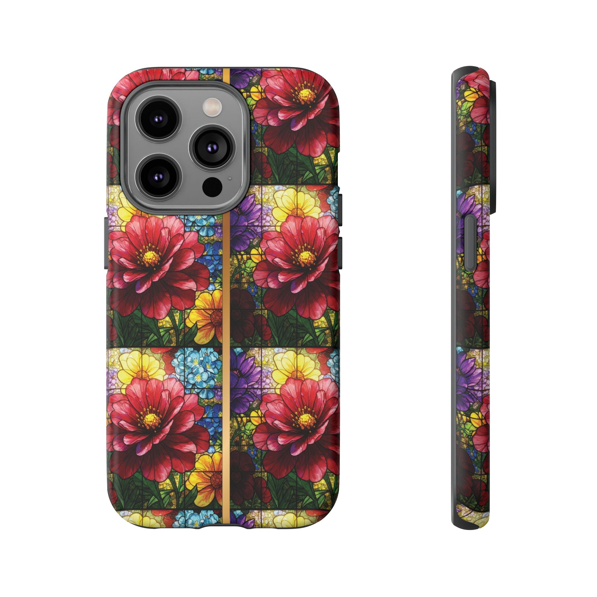 Stained Glass Illusion Floral Phone Case  3D Colorful Flower Design, Protective Christian Gift, Fits iPhone, Samsung, Google Pixel