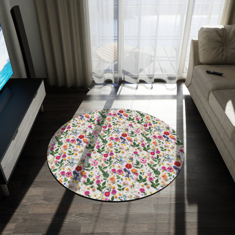 Wildflowers Round Rug - Modern 3D Illusion Abstract Design, 60x60 Inches - Perfect for Bedroom & Living Room Decor, Adds Vibrant Style and Comfort to Any Space