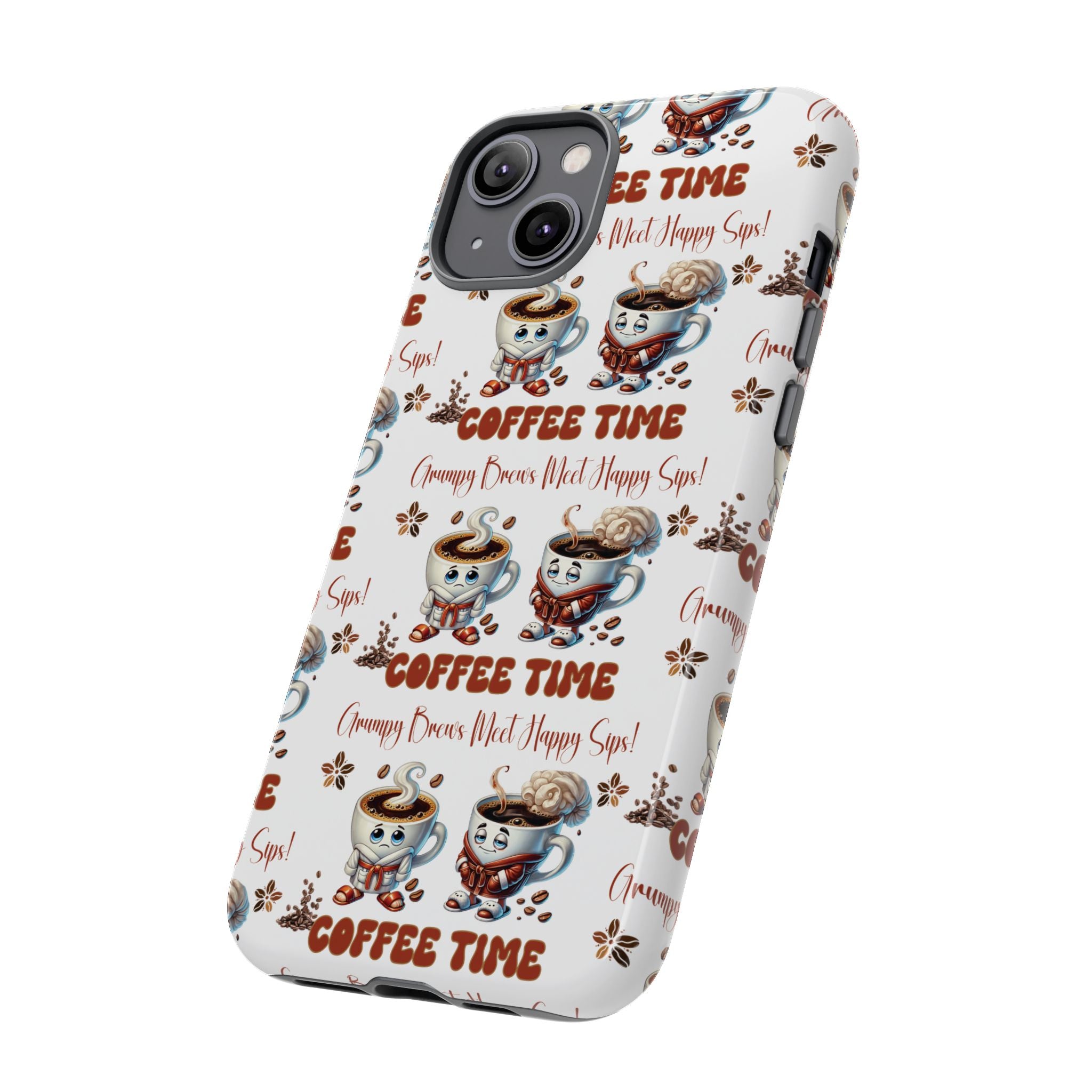 Grumpy Brews Meet Happy Sips Phone Case Compatible with iPhone, Samsung & Pixel | Fun, Durable Protection for Coffee Lovers | Unique Design, Shockproof & Scratch-Resistant Perfect for Coffee Lover - MRSBYVALLE