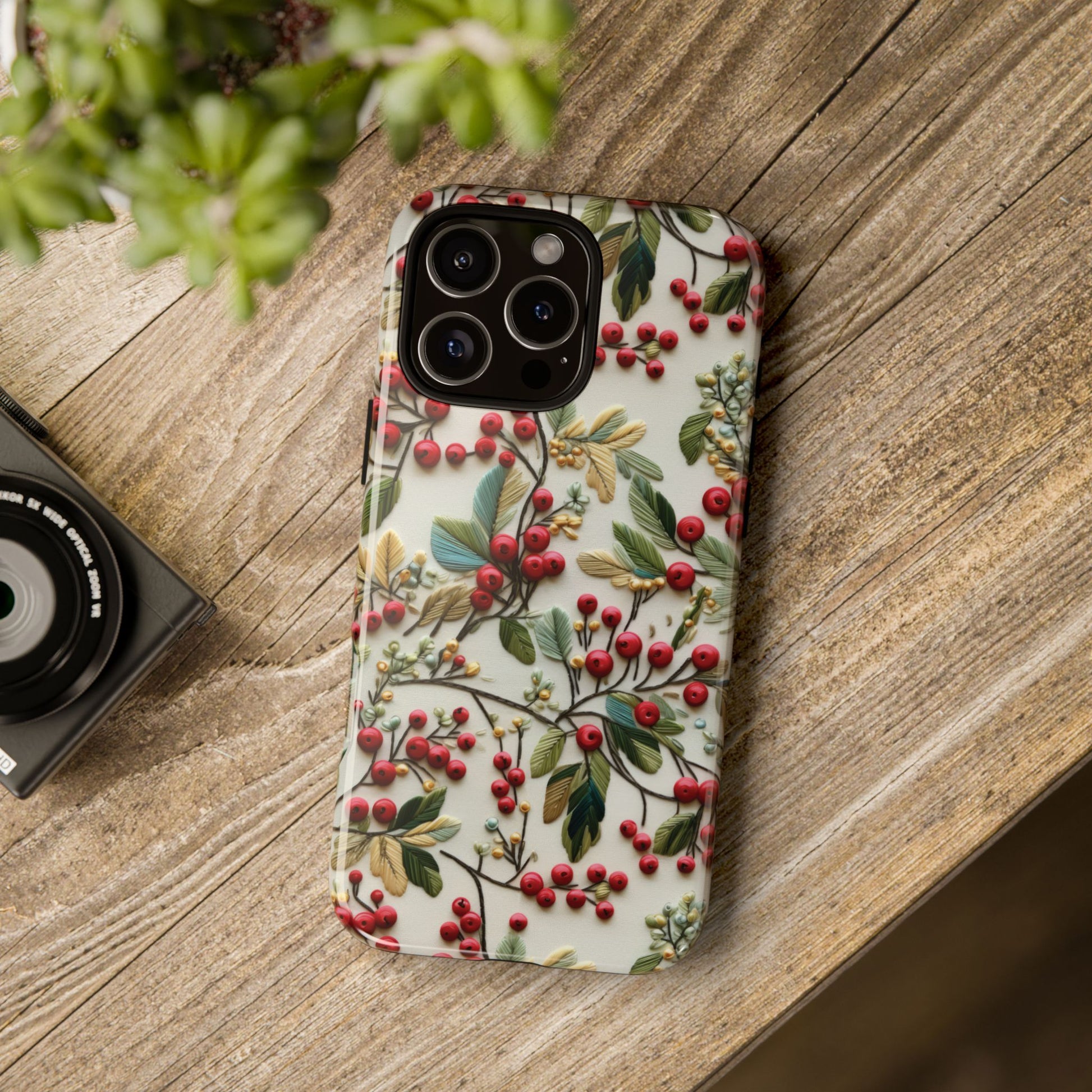 Holly Christmas Wildflowers Boho Chic Design Phone Case - Stylish, Protective Cover for All Models Gift for Mom Accessory Gift for Her
