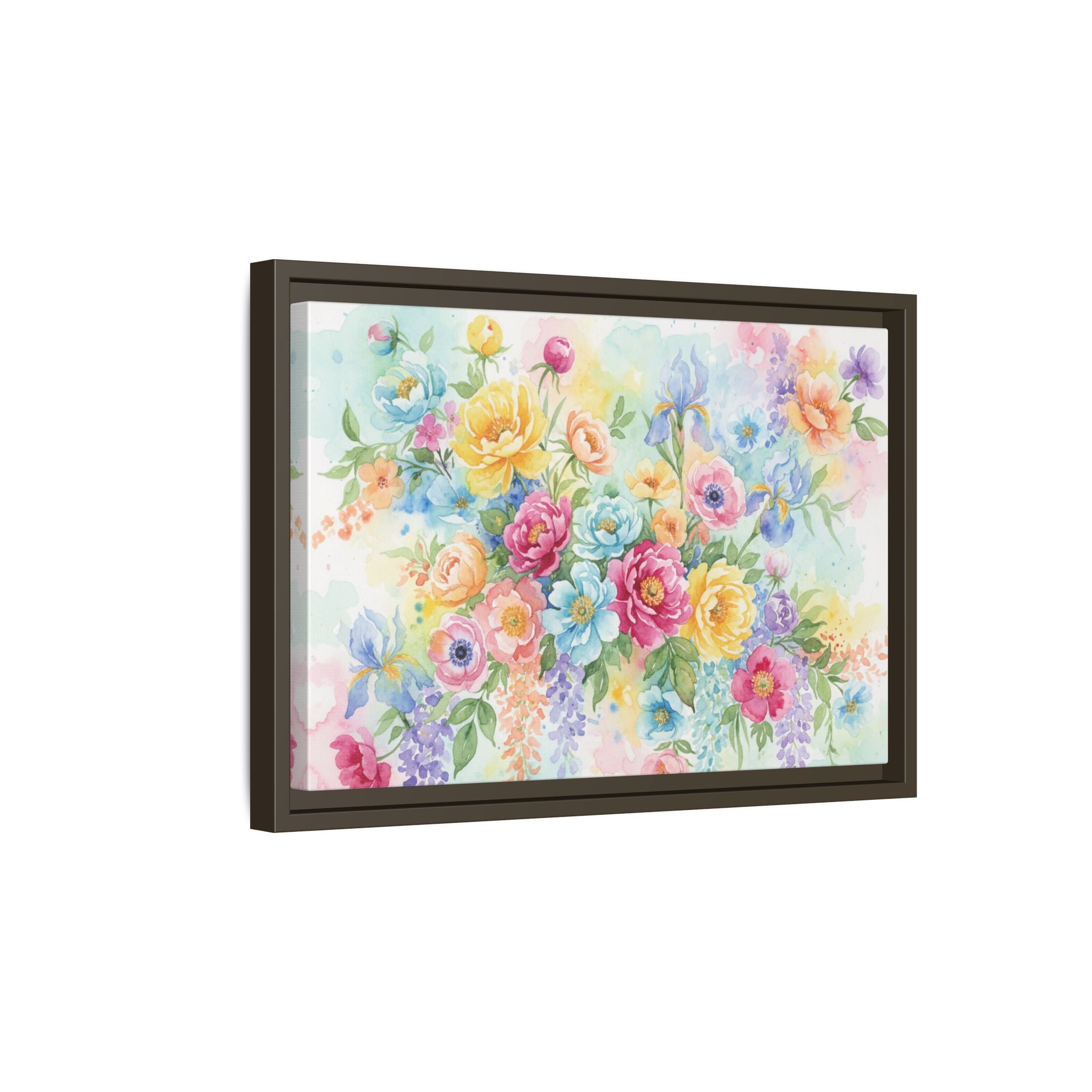 Toile Bouquet Floral Aquarelle, Art Mural Mat Encadré | Art Mural Multicolore