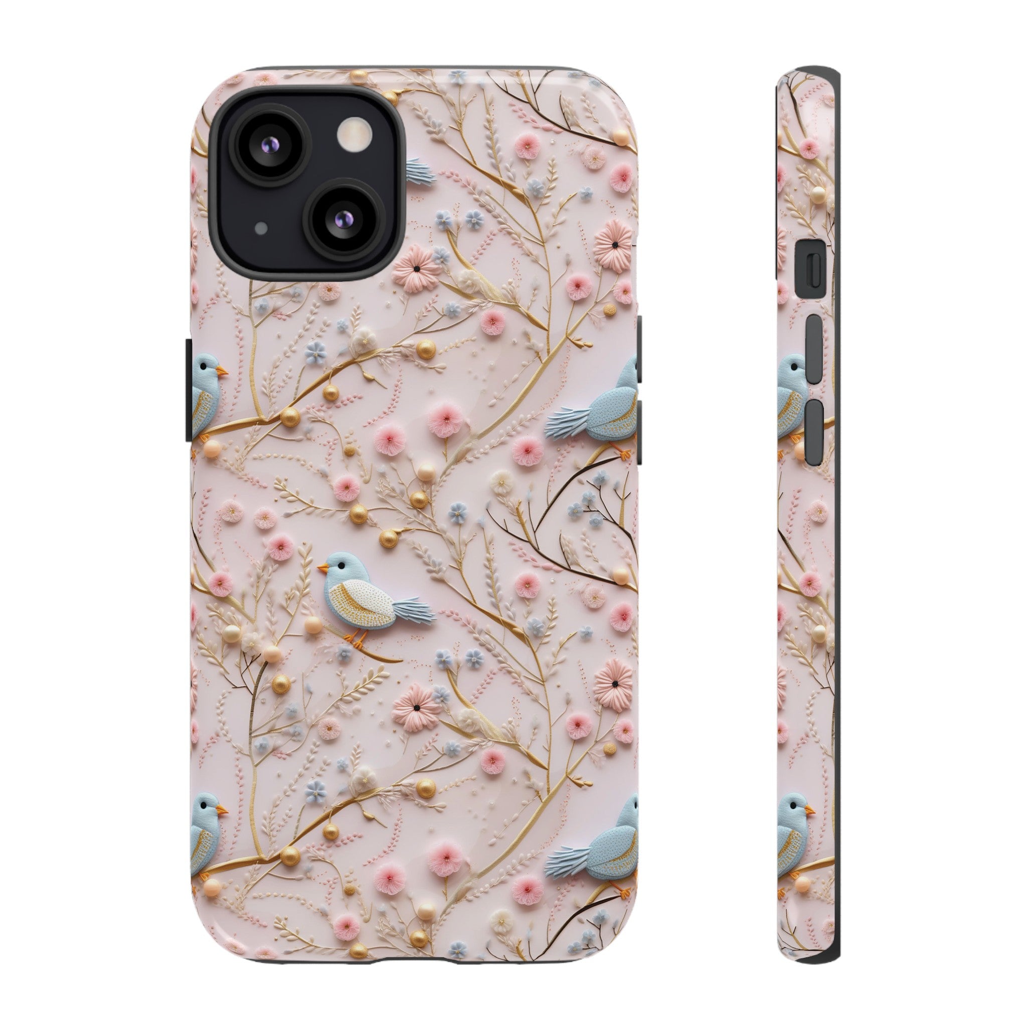 3D Birds Elegant Faux Flowers Phone Case Stylish & Durable for iPhone Samsung Gift iPhone 15, 14, 13 Samsung Pixel Gift for Mom Accessory Gift for Her