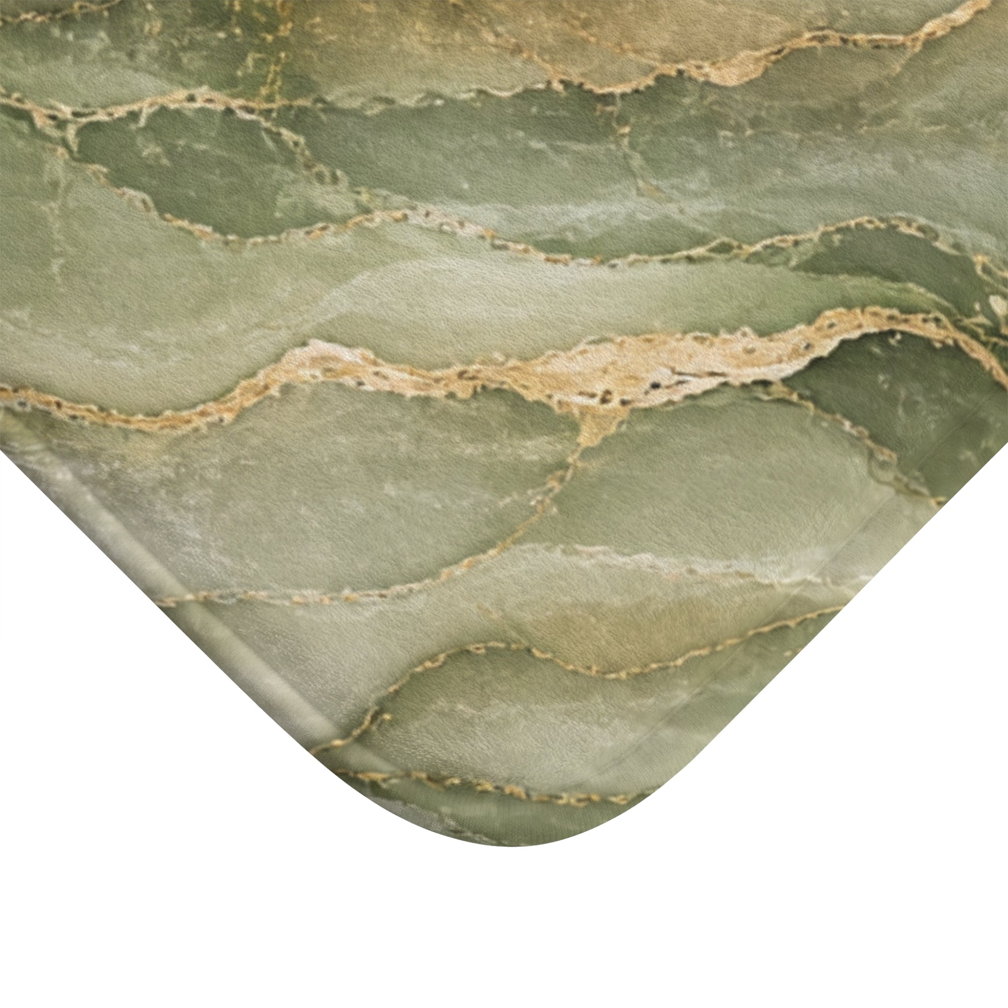 Sage Green Marble Bath Mat — Gold Vein Luxury Absorbent Bathroom Rug