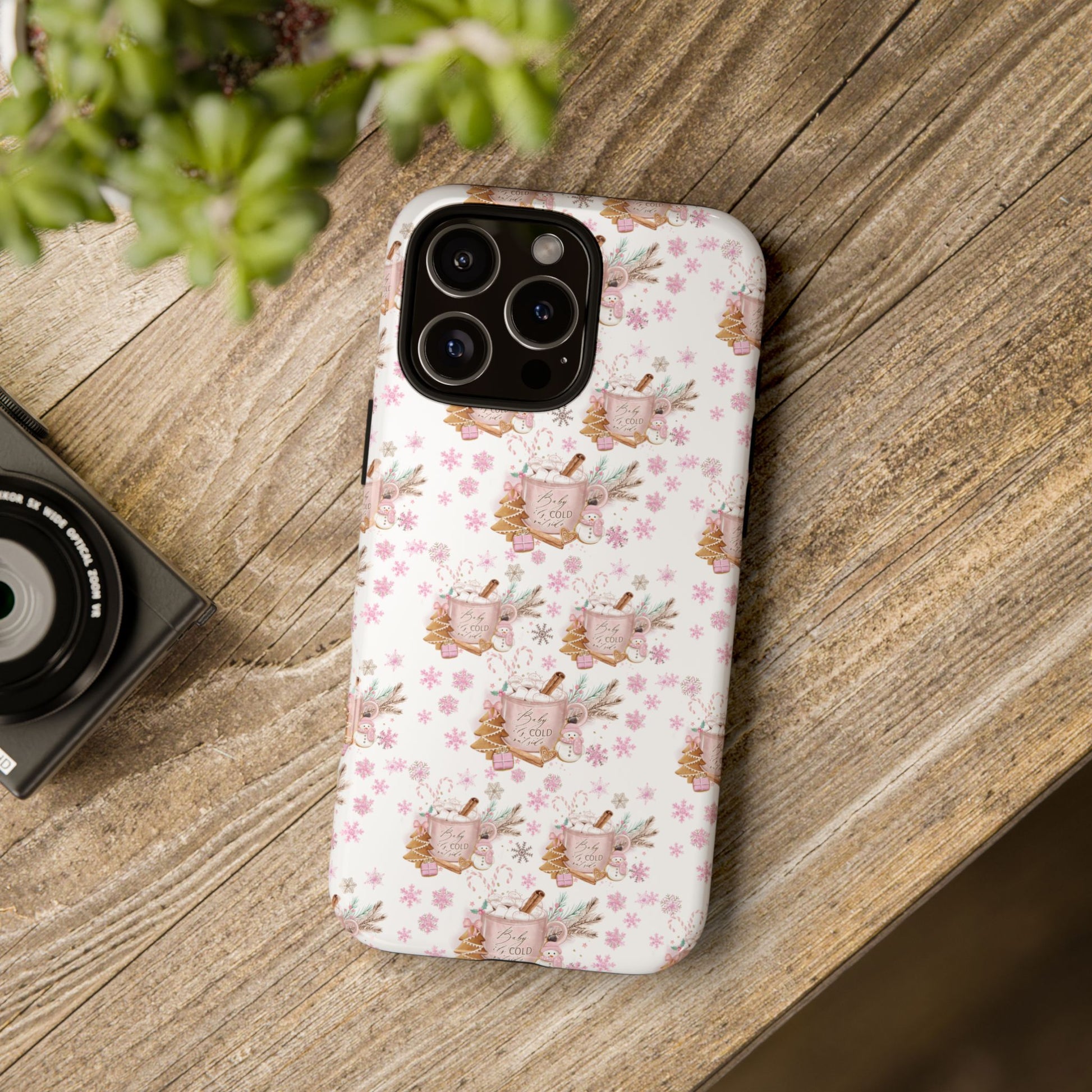 Baby it's Cold Outside Pink and White Phone Case Unique Holiday Protection for Your Device | Stylish & Durable Cover Gift for Her Phone 15, Samsung iPhone Samsung Accessory Gift for Her