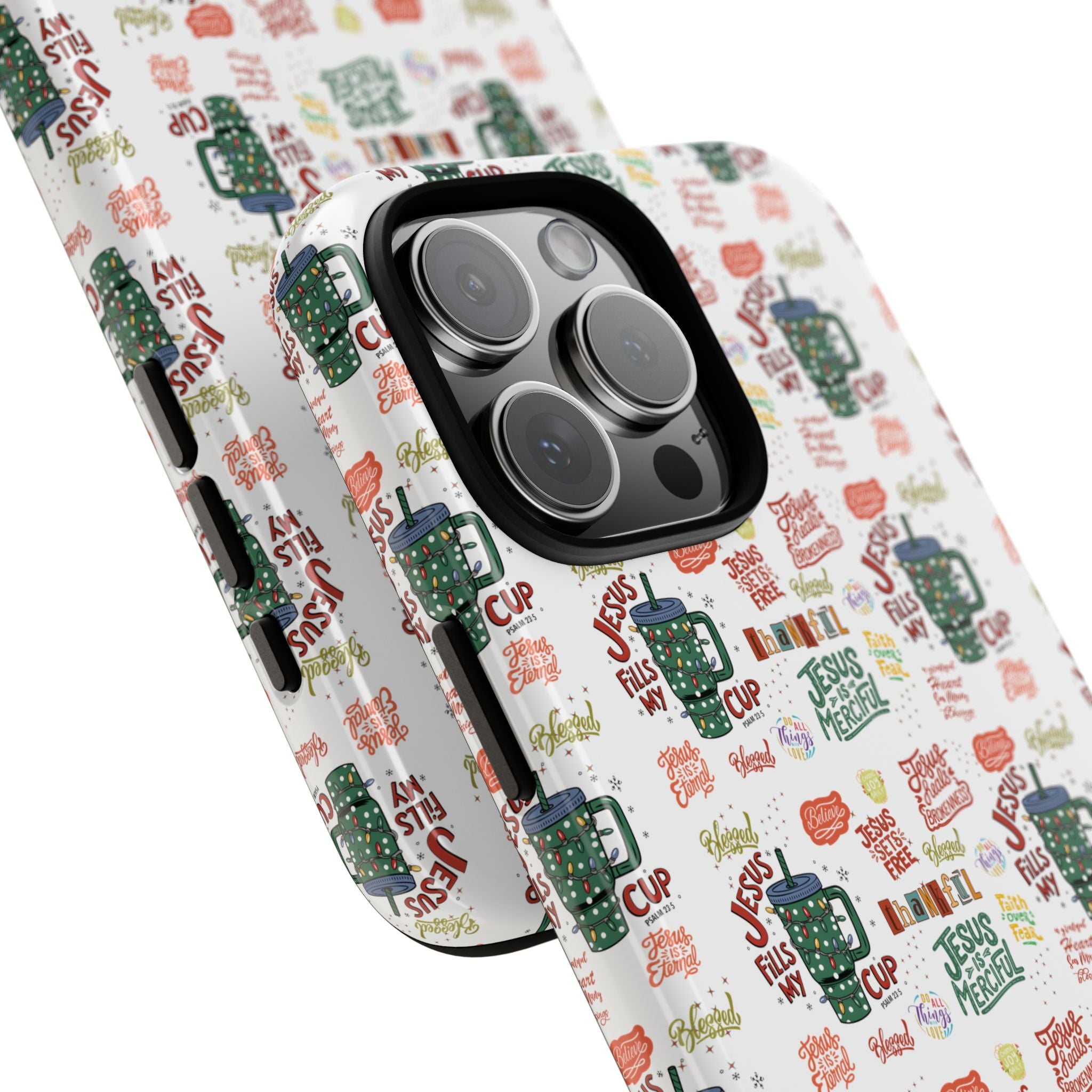 Jesus Fill My Cup Phone Case Cute Floral Design in Red, Pink, Blue – Aesthetic Protective Case for iPhone and  Android