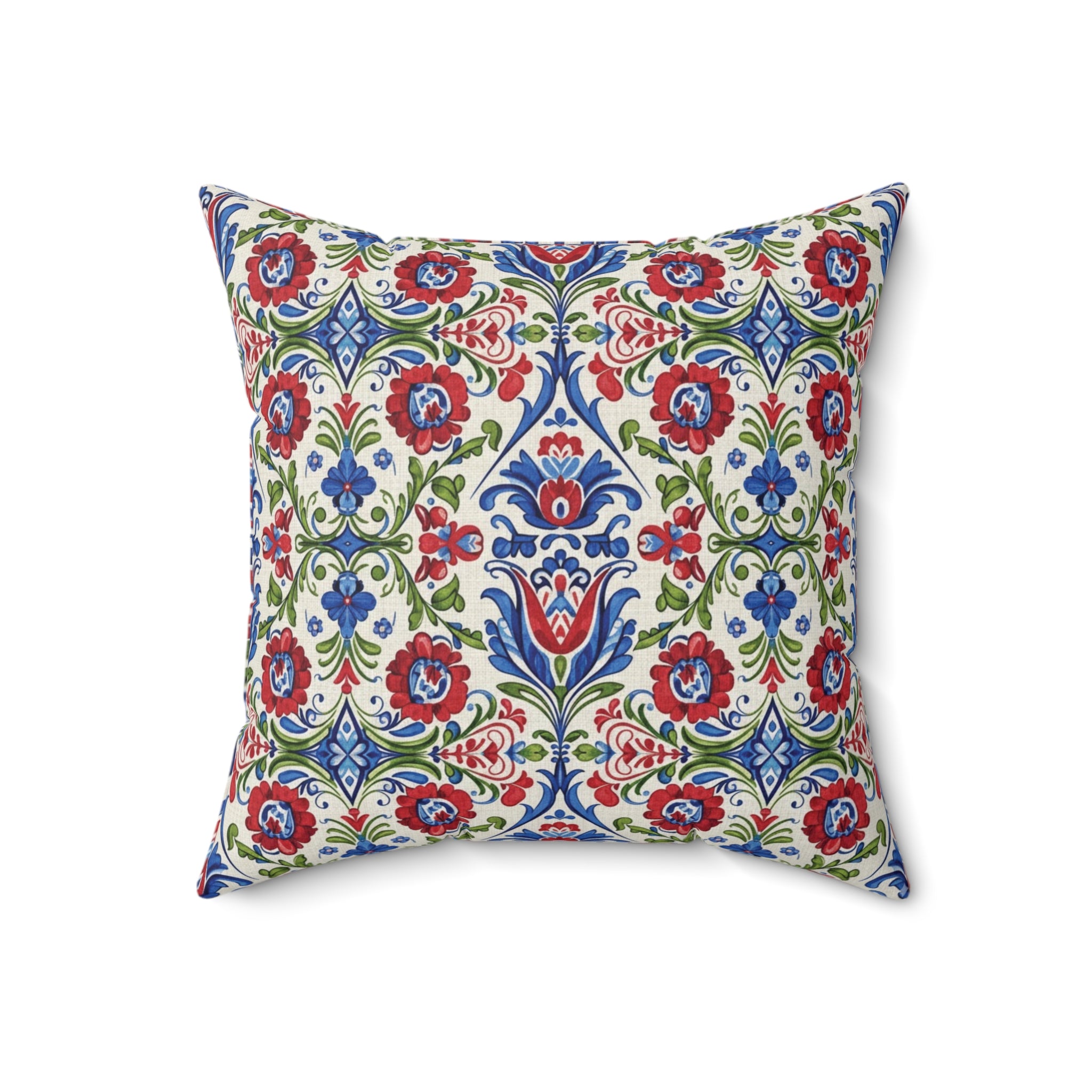Kashubian Folk Art Pillow | Traditional Polish Floral Cushion | Decorative Throw Pillow for Sofa, Bed & Home Décor Accent Housewarming