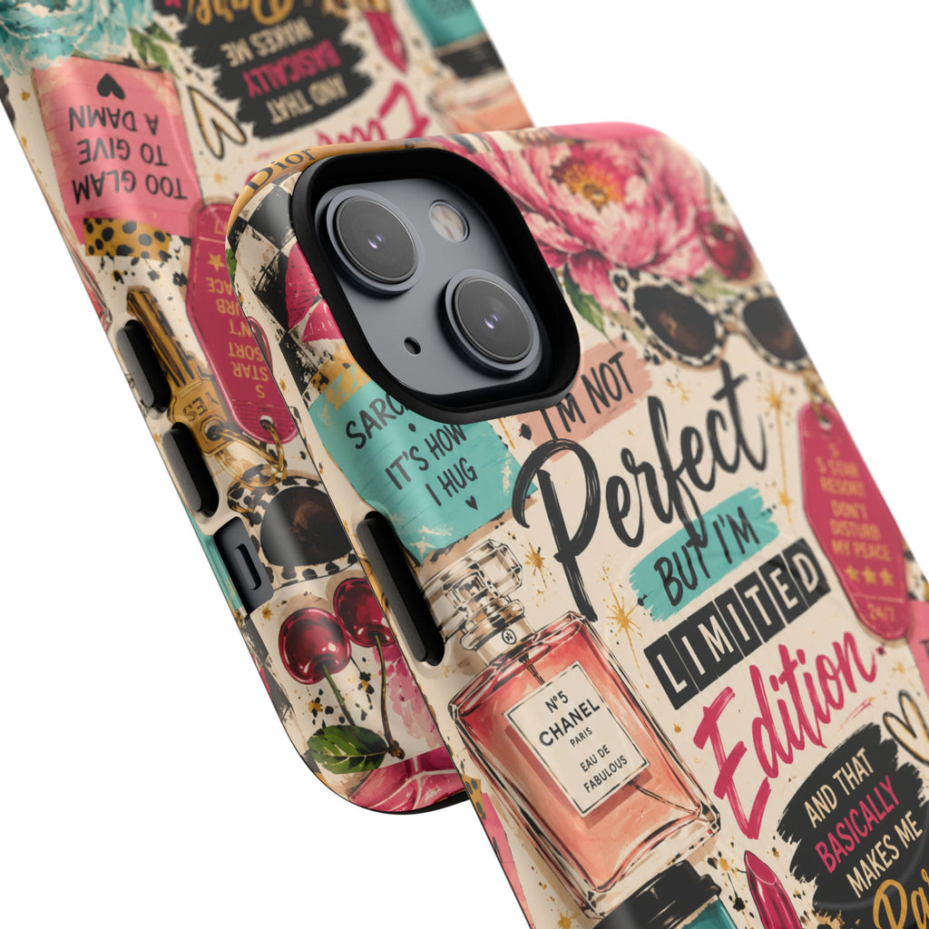 Perfect I'm Limited Edition phone case Tough Magnetic Case has Retro Funny Women's Gift Chic Pink Vintage iPhone & Samsung
