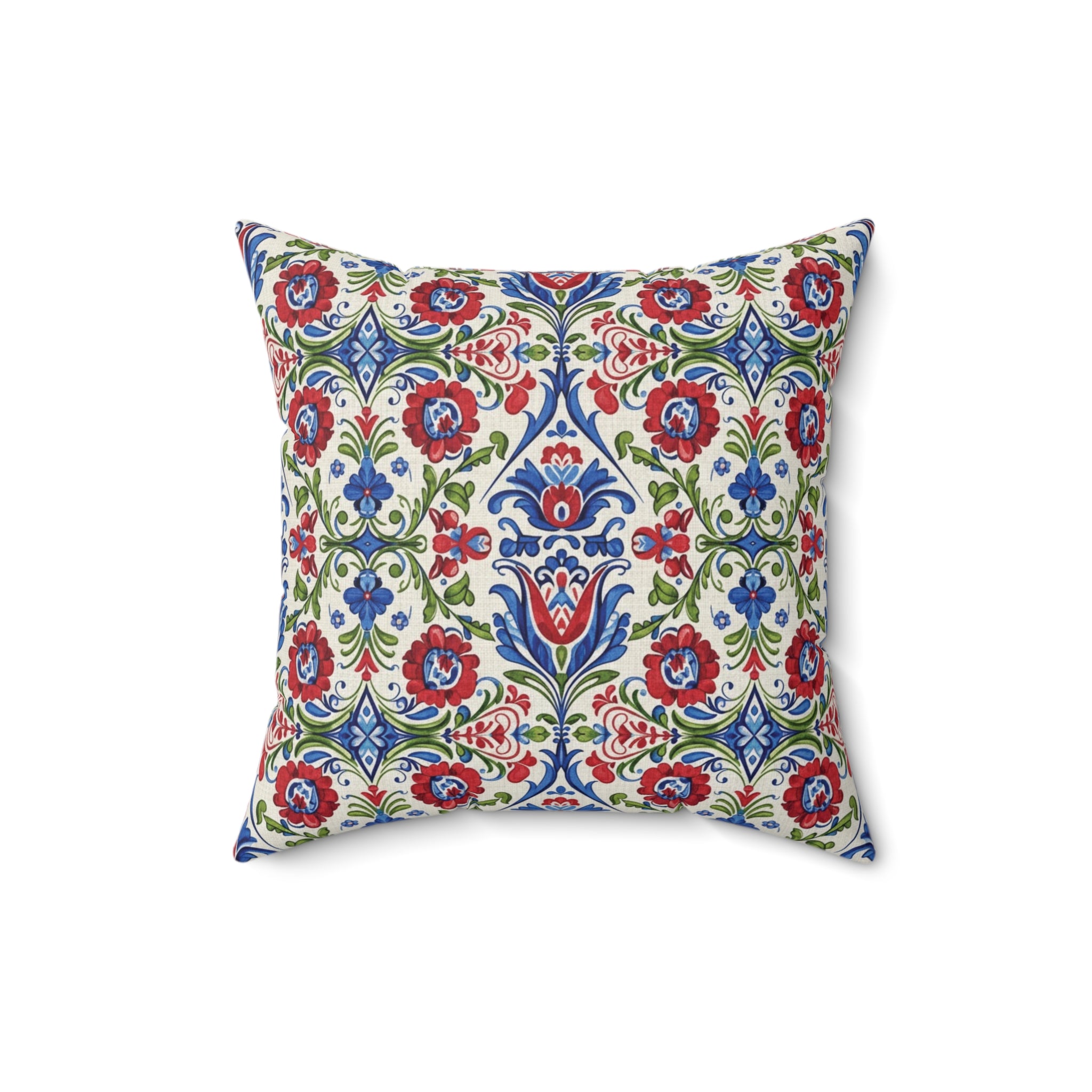 Kashubian Folk Art Pillow | Traditional Polish Floral Cushion | Decorative Throw Pillow for Sofa, Bed & Home Décor Accent Housewarming
