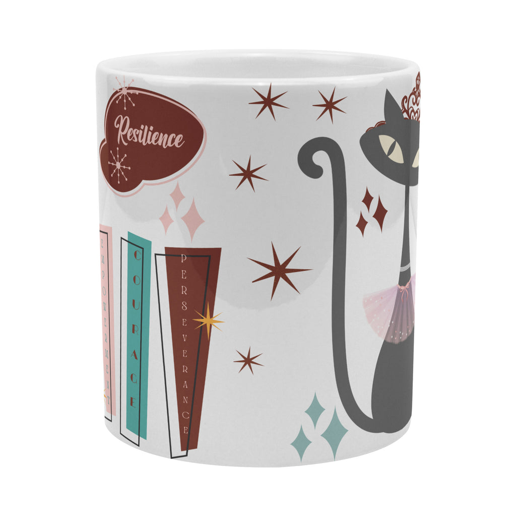 Atomic Kitty Cat 20oz Mug – Mid-Century Modern 50's Style | Perfect for Coffee, Hot Chocolate, or Tea Retro Design for a Fun and Cozy Sip - MRSBYVALLE
