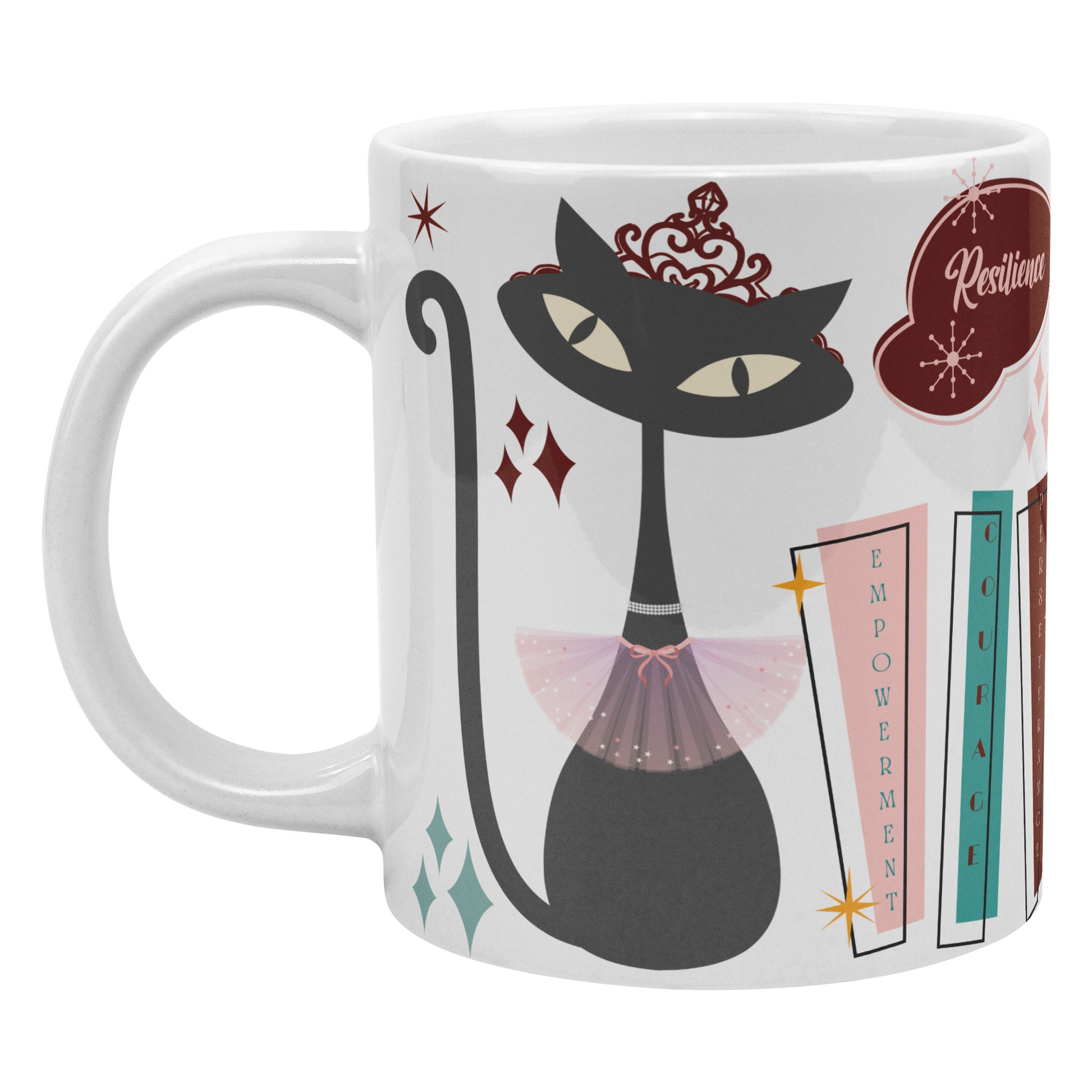 Atomic Kitty Cat 20oz Mug – Mid-Century Modern 50's Style | Perfect for Coffee, Hot Chocolate, or Tea Retro Design for a Fun and Cozy Sip - MRSBYVALLE