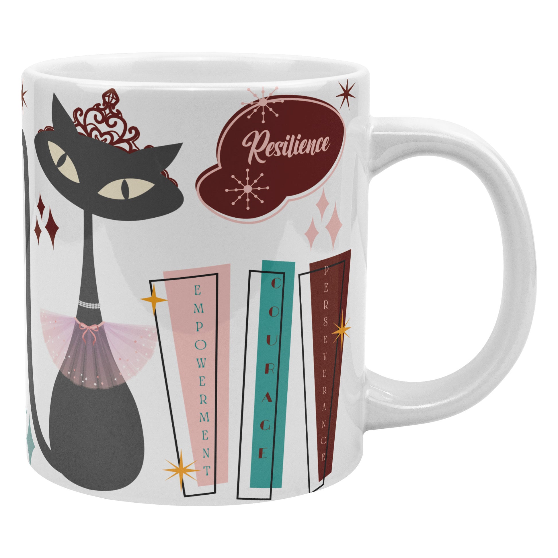 Atomic Kitty Cat 20oz Mug – Mid-Century Modern 50's Style | Perfect for Coffee, Hot Chocolate, or Tea Retro Design for a Fun and Cozy Sip - MRSBYVALLE