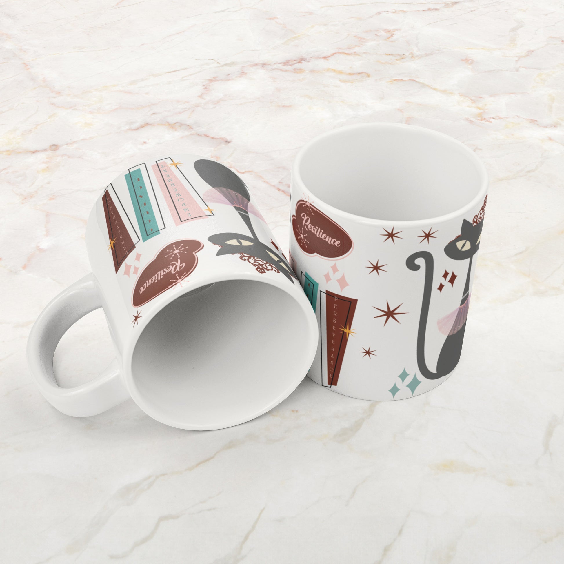 Atomic Kitty Cat 20oz Mug – Mid-Century Modern 50's Style | Perfect for Coffee, Hot Chocolate, or Tea Retro Design for a Fun and Cozy Sip - MRSBYVALLE