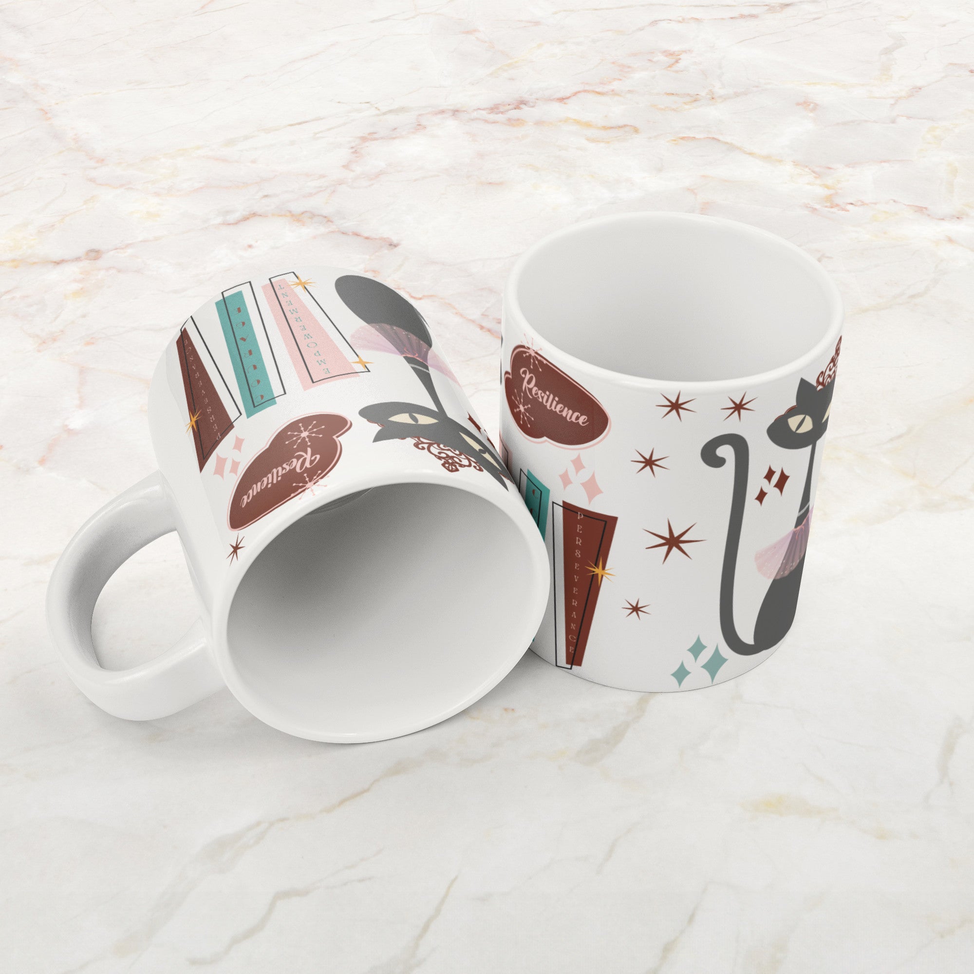 Atomic Kitty Cat 20oz Mug – Mid-Century Modern 50's Style | Perfect for Coffee, Hot Chocolate, or Tea Retro Design for a Fun and Cozy Sip - MRSBYVALLE