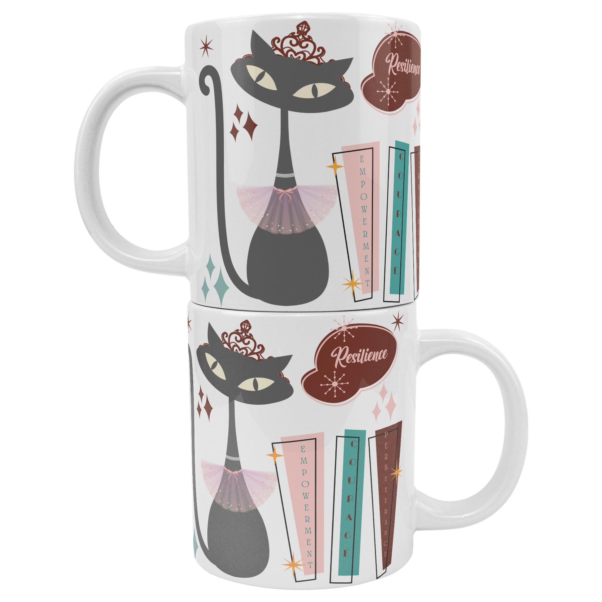Atomic Kitty Cat 20oz Mug – Mid-Century Modern 50's Style | Perfect for Coffee, Hot Chocolate, or Tea Retro Design for a Fun and Cozy Sip - MRSBYVALLE