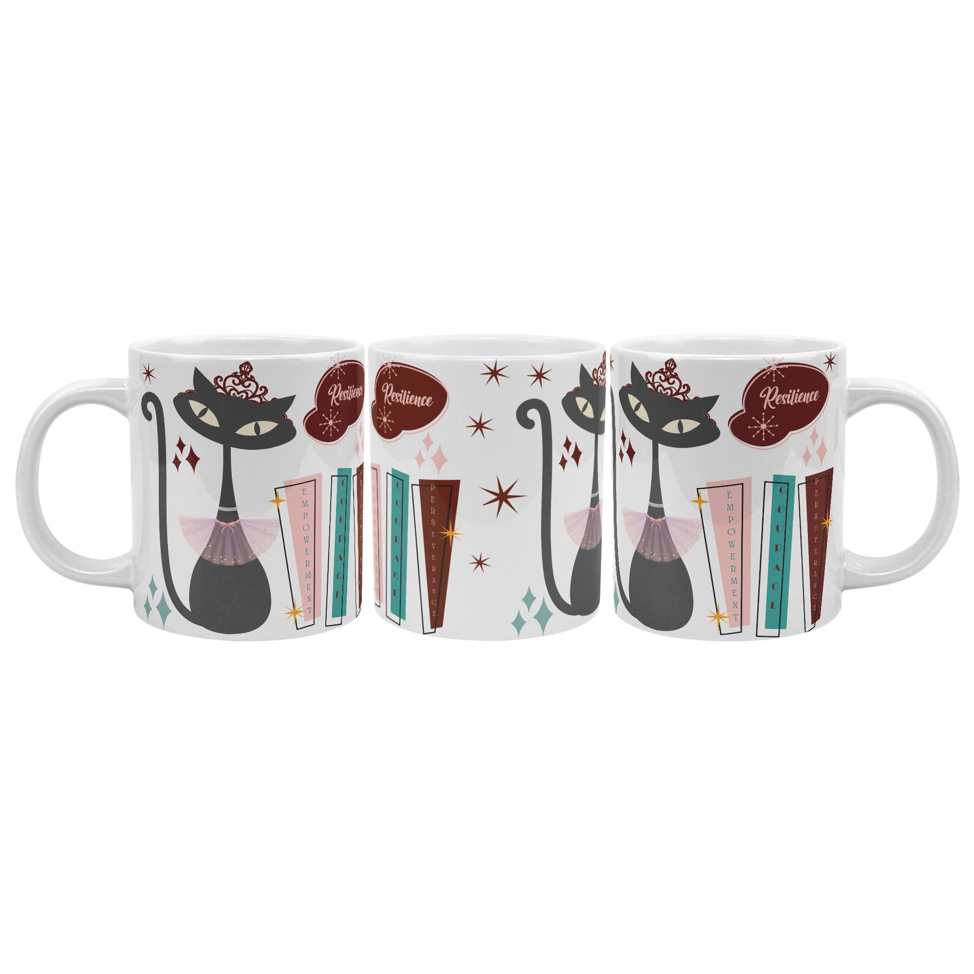 Atomic Kitty Cat 20oz Mug – Mid-Century Modern 50's Style | Perfect for Coffee, Hot Chocolate, or Tea Retro Design for a Fun and Cozy Sip - MRSBYVALLE