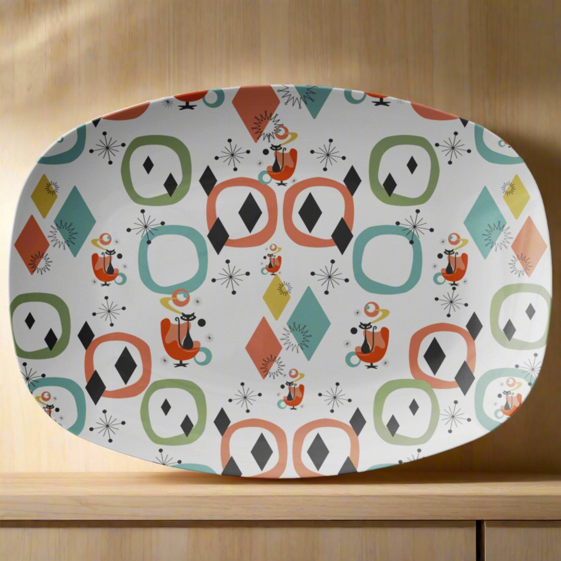 Atomic Kitty Cat, Mid Century Modern 50's MCM Kitchen Party Platter Housewarming Gift for Mom - MRSBYVALLE