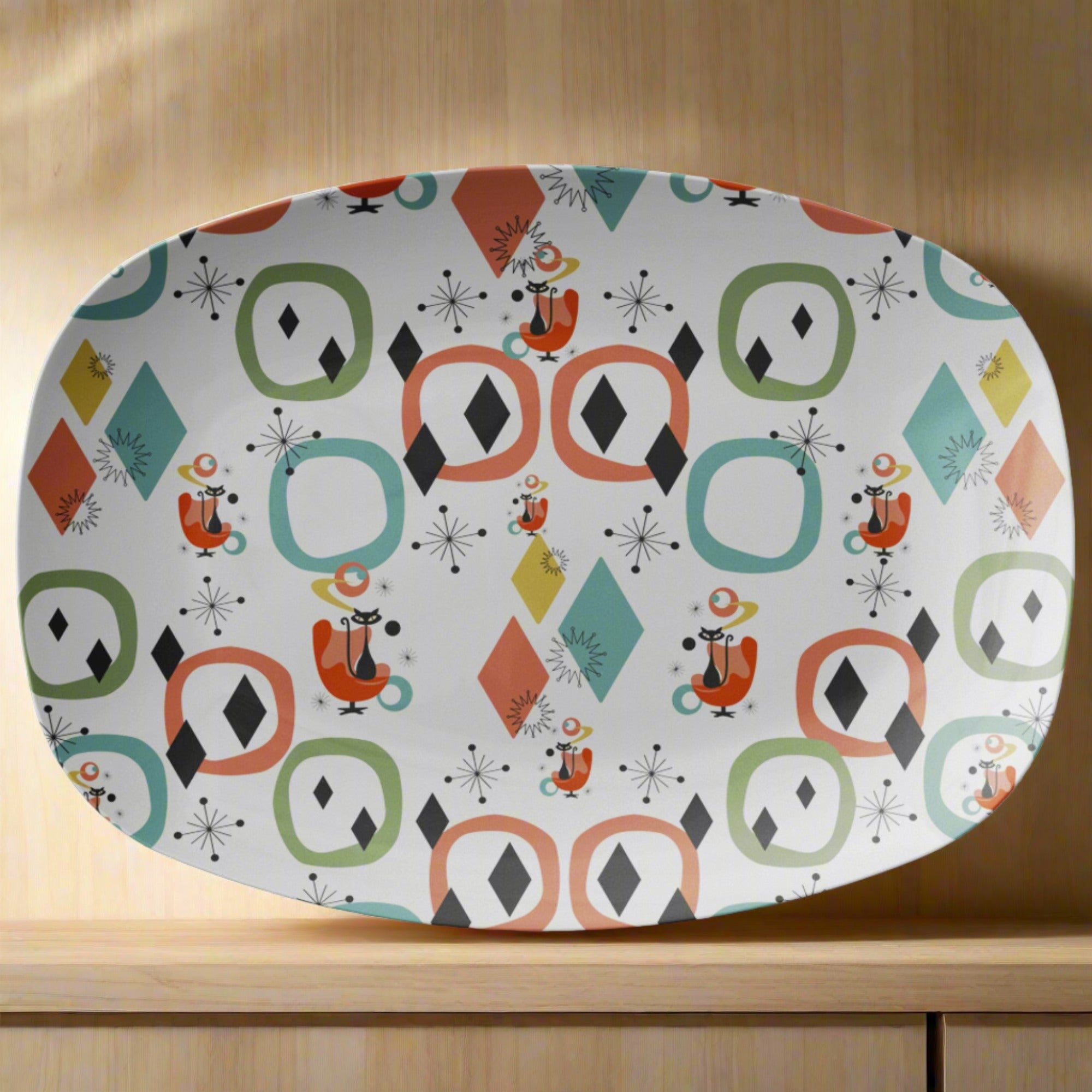 Atomic Kitty Cat, Mid Century Modern 50's MCM Kitchen Party Platter Housewarming Gift for Mom - MRSBYVALLE