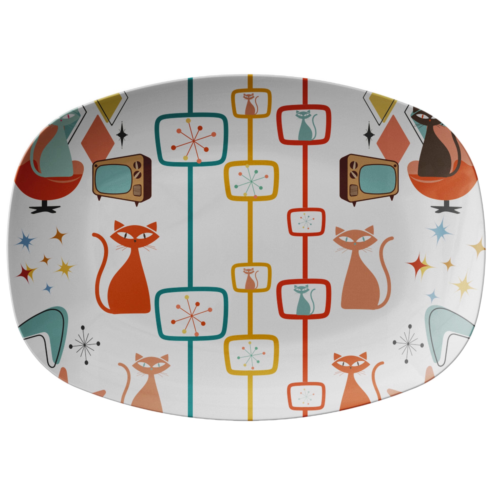 Atomic Kitty Cat, Mid Century Modern 50's MCM Kitchen Party Platter Housewarming Gift for Mom - MRSBYVALLE