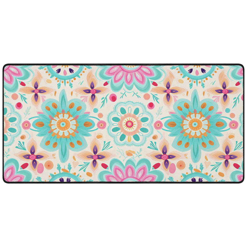 Boho Floral Extra-Large Desk Mat – Stylish & Durable Workspace Protector | Non-Slip, Premium Quality | Perfect for Home Office, Gaming, & Desk Organization