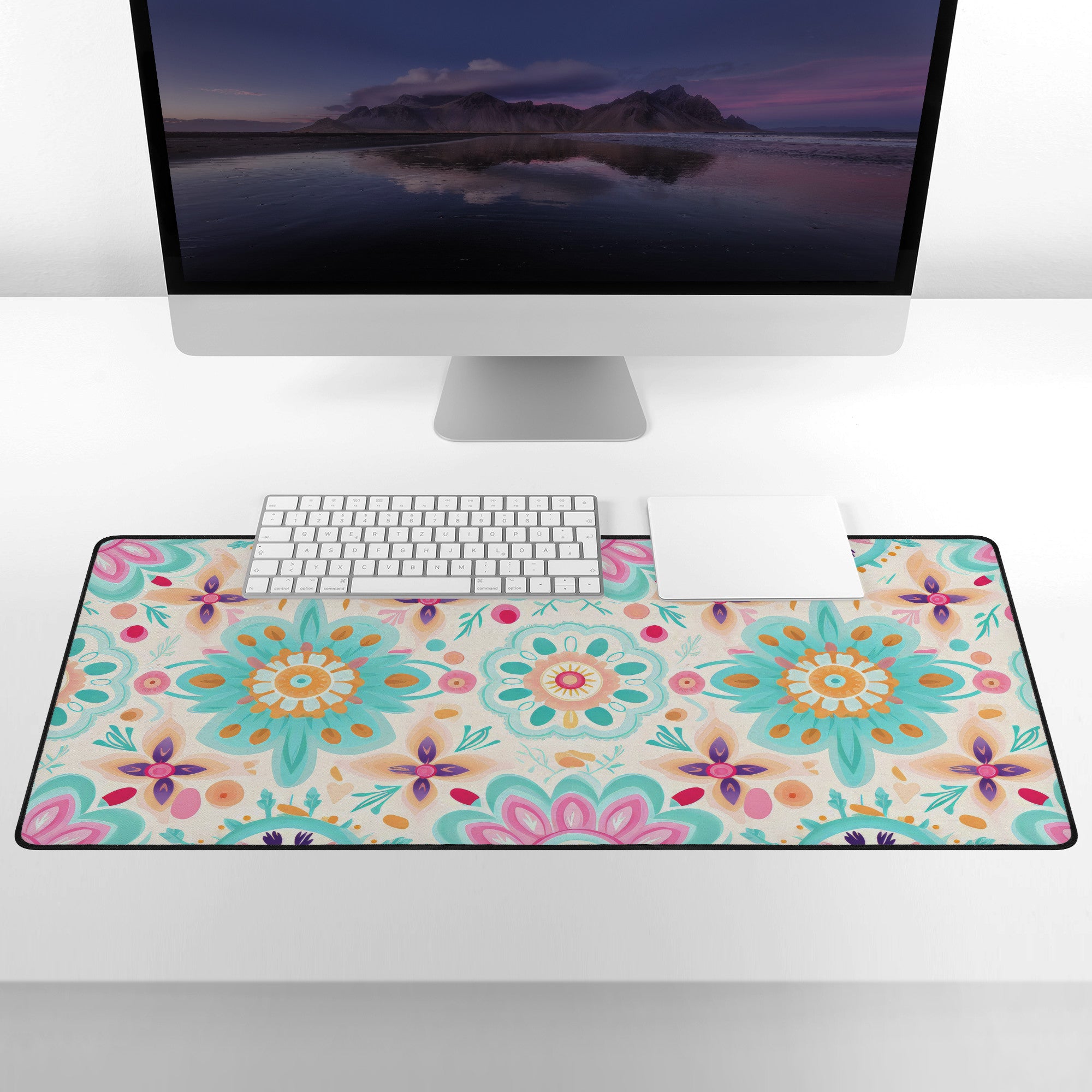 Boho Floral Extra-Large Desk Mat – Stylish & Durable Workspace Protector | Non-Slip, Premium Quality | Perfect for Home Office, Gaming, & Desk Organization