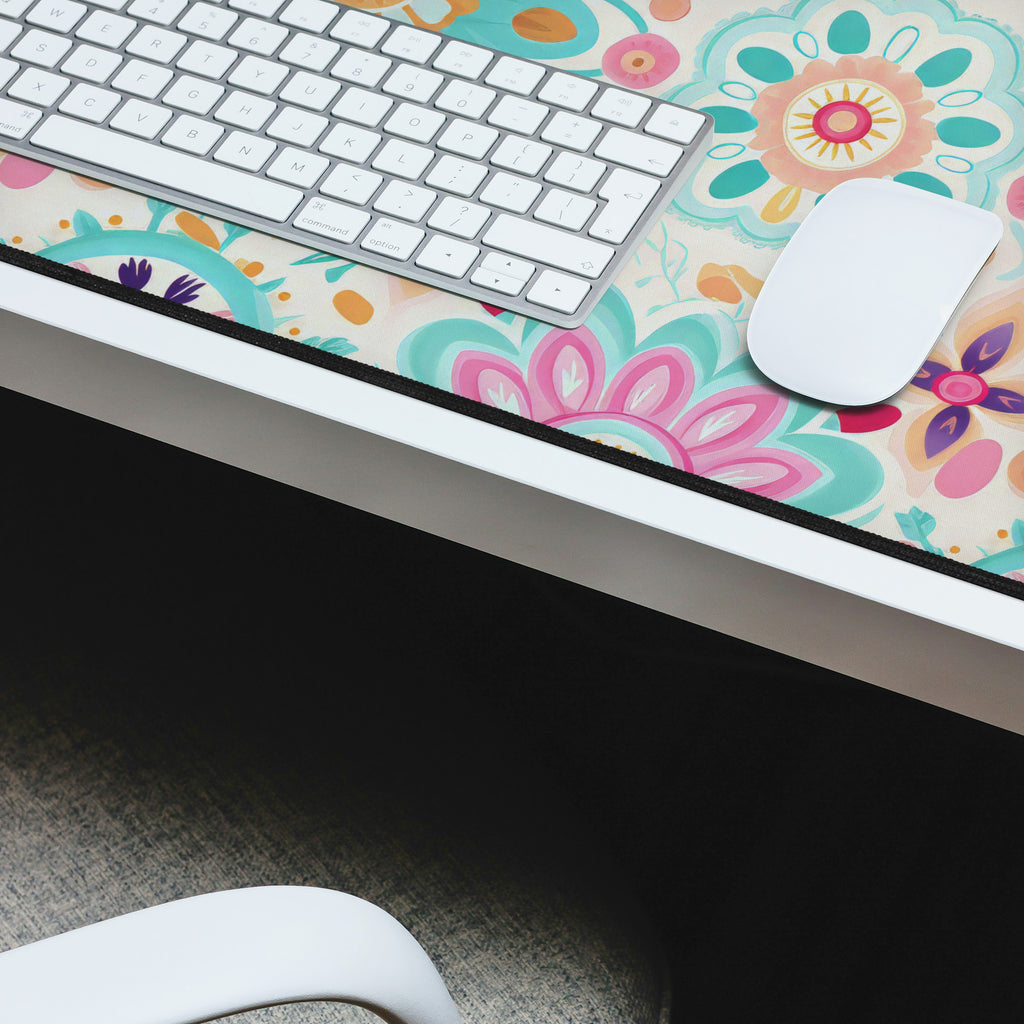Boho Floral Extra-Large Desk Mat – Stylish & Durable Workspace Protector | Non-Slip, Premium Quality | Perfect for Home Office, Gaming, & Desk Organization