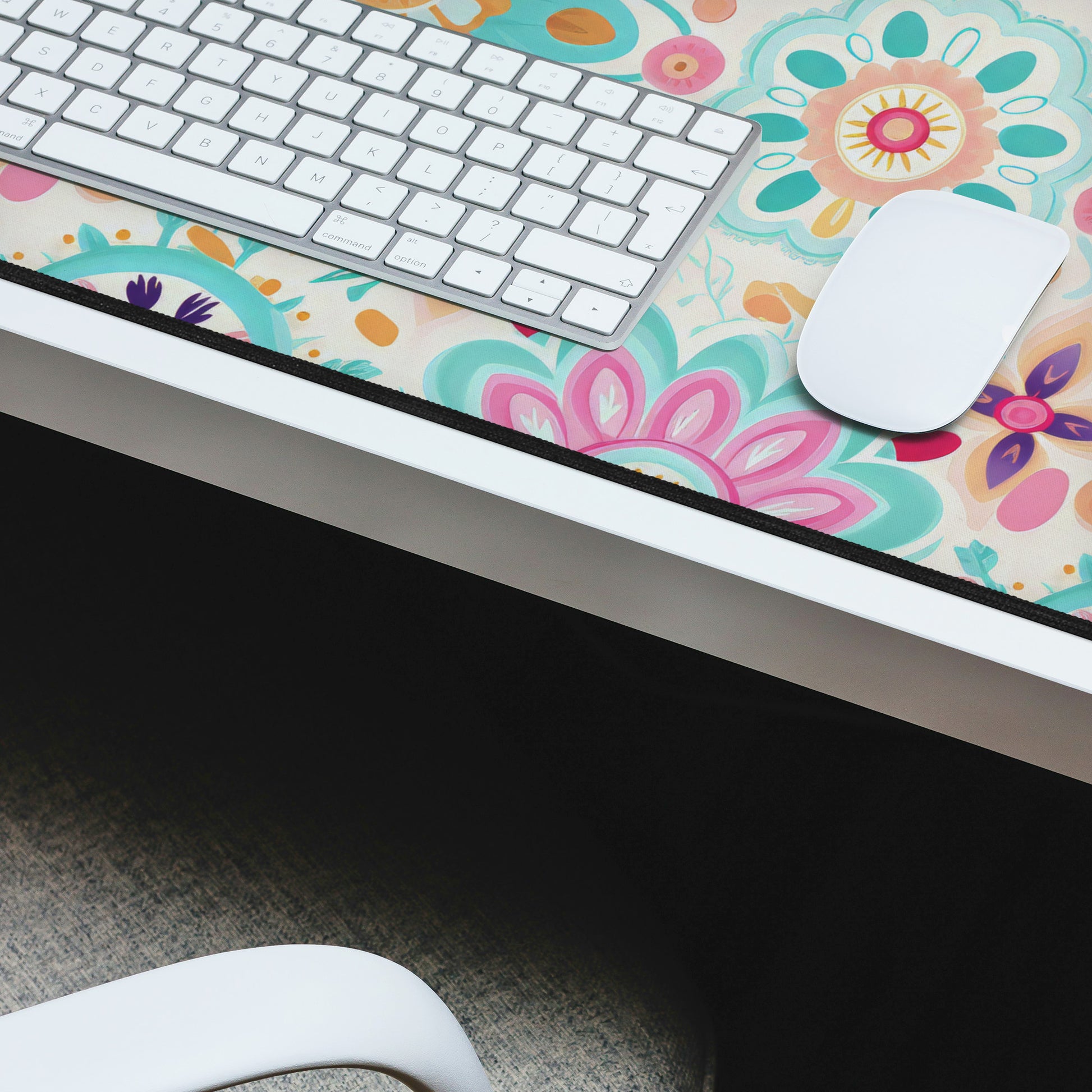 Boho Floral Extra-Large Desk Mat – Stylish & Durable Workspace Protector | Non-Slip, Premium Quality | Perfect for Home Office, Gaming, & Desk Organization