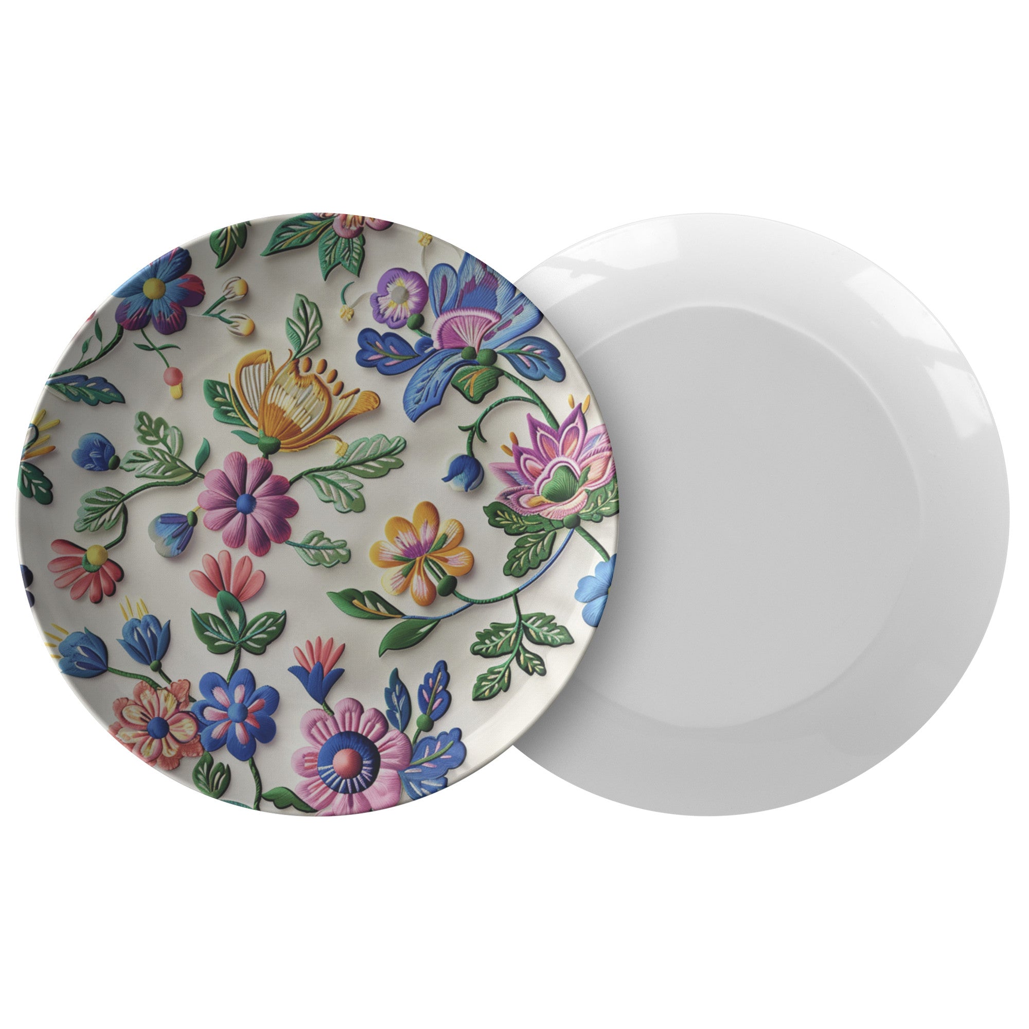 Boho Floral Plate: 10-Inch Floral Background, Perfect for Stylish Dining, Crafted from High-Quality Materials for Durability and Sophistication in Every Meal - MRSBYVALLE