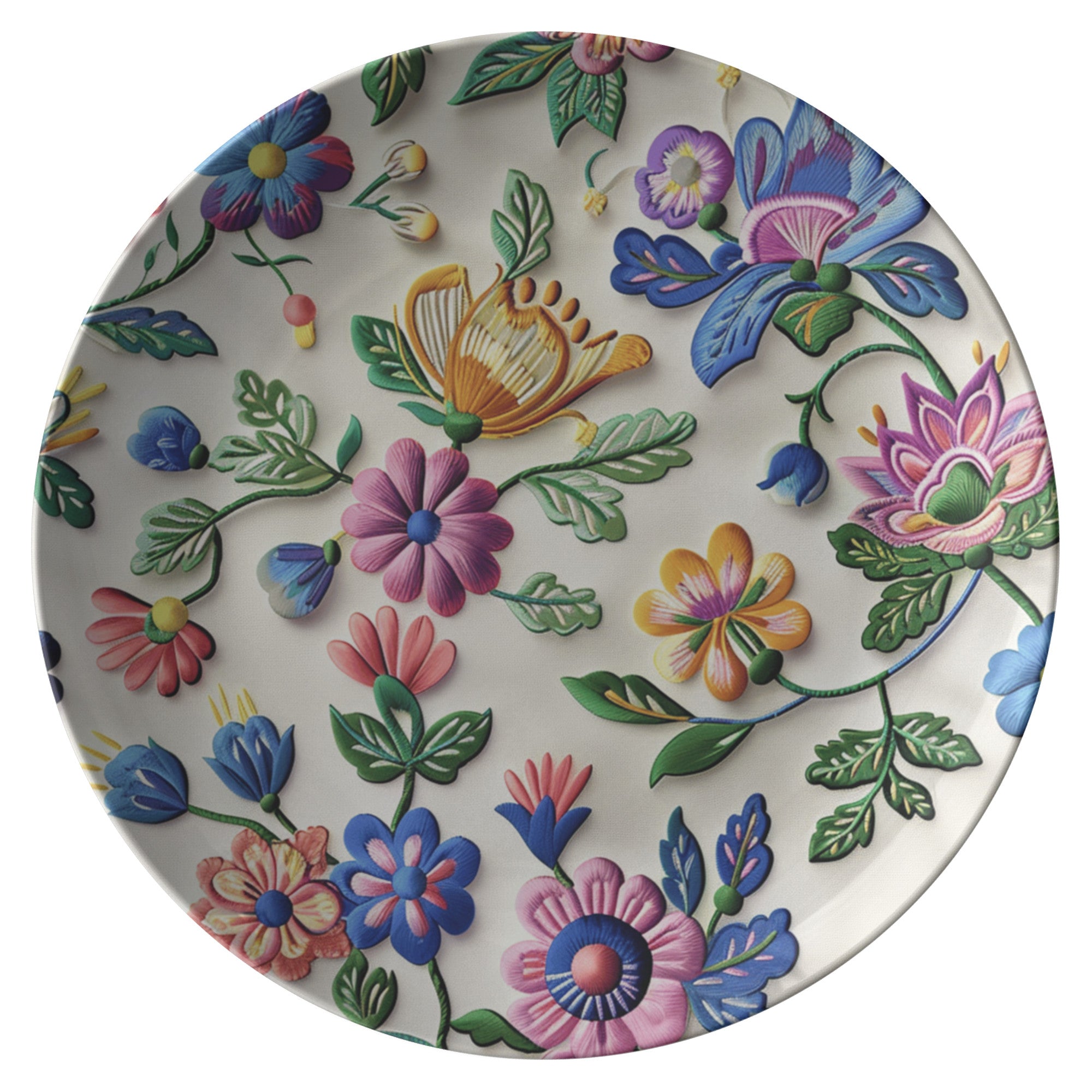 Boho Floral Plate: 10-Inch Floral Background, Perfect for Stylish Dining, Crafted from High-Quality Materials for Durability and Sophistication in Every Meal - MRSBYVALLE