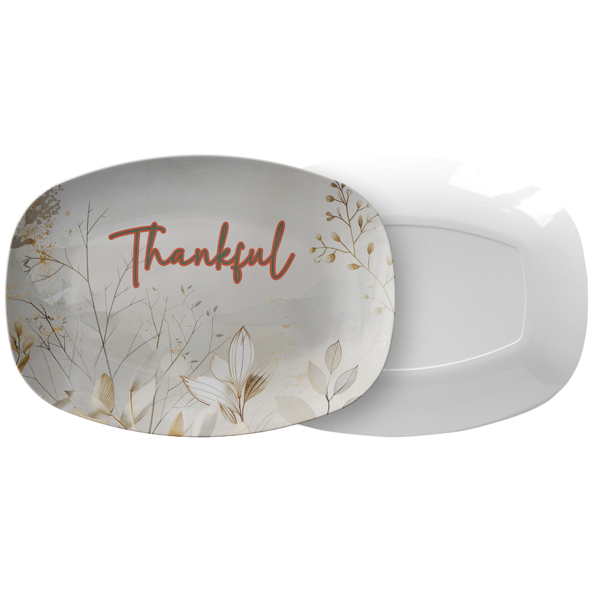 Boho Floral Thankful 10x14 Platter – Elegant Serving Dish, Perfect for Thanksgiving Entertaining Durable, Stylish, and Dishwasher Safe for Easy Cleanup - MRSBYVALLE