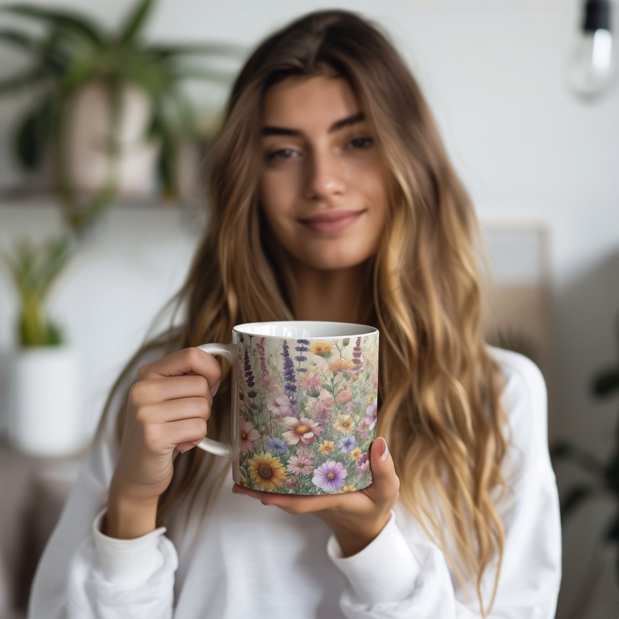 Bright Wildflowers 20oz Mug  Ideal for Coffee, Hot Chocolate, or Tea Beautiful Floral Mug for Cozy Mornings and Relaxing Sips - MRSBYVALLE
