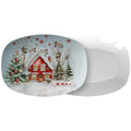 Charming Vintage Christmas 10x14 Platter – Festive Red & Green Design, Perfect for Holiday Gatherings, Sturdy Dishware, Ideal for Serving Cookies, Snacks Treats - MRSBYVALLE