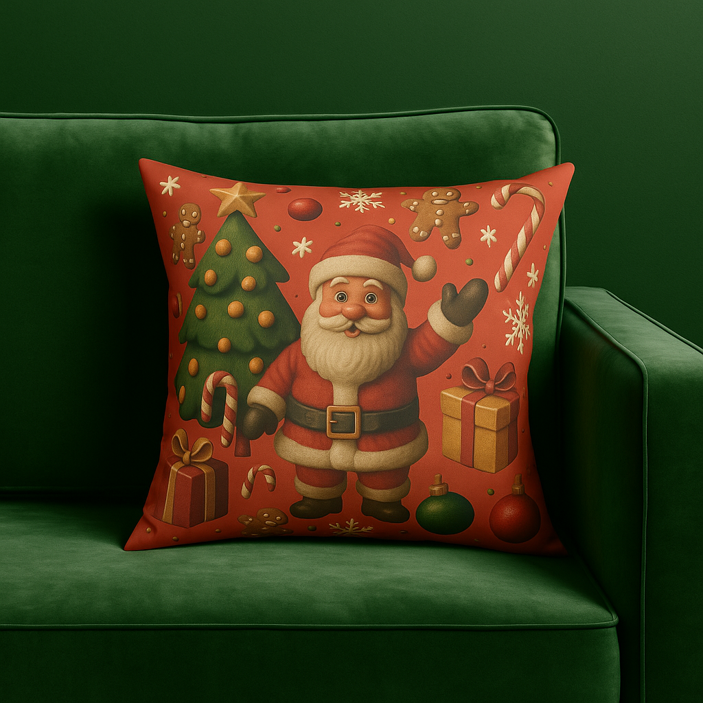 Christmas Square Pillow Festive Holiday Throw Cushion, Cozy Seasonal Decor for Couch, Bed, or Chair, Available in 16x16, 18x18, and 20x20 SizesReading Nook