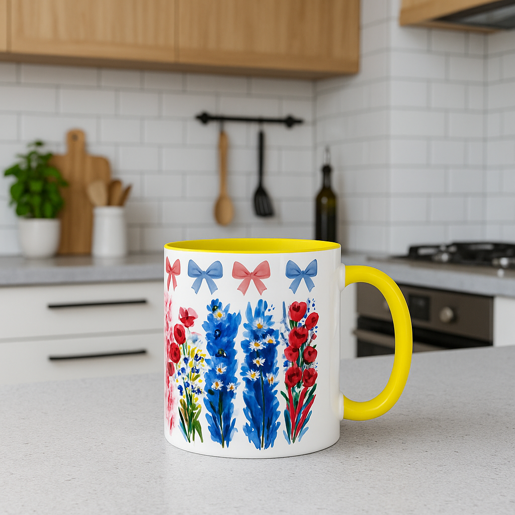 Brushstroke floral With Bows| Christian Mug with Bible Verse | Inspirational Gift for Christians | 11oz and 15oz Ceramic Coffee Mug Cozy Spring Mornings