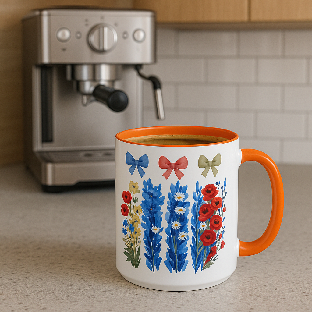 Brushstroke floral With Bows| Christian Mug with Bible Verse | Inspirational Gift for Christians | 11oz and 15oz Ceramic Coffee Mug Cozy Spring Mornings