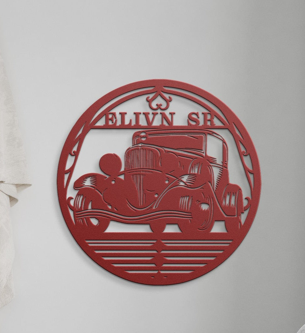 Red Custom Car Metal Sign