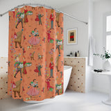 Retro Christmas 50s Design Shower Curtain Stylish Bathroom Decor, Perfect for a Fresh, Elegant Look and Durable for a Fresh, Stylish LookWedding Gift for Mom Bridal Shower Gift Newlywed - MRSBYVALLE