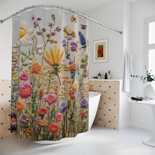 New House Boho Wildflowers Shower Curtain Stylish Bathroom Decor, Perfect for a Fresh, Elegant Look and Durable for a Fresh, Stylish Wedding Gift for Mom Bridal Shower Gift Newlywed - MRSBYVALLE