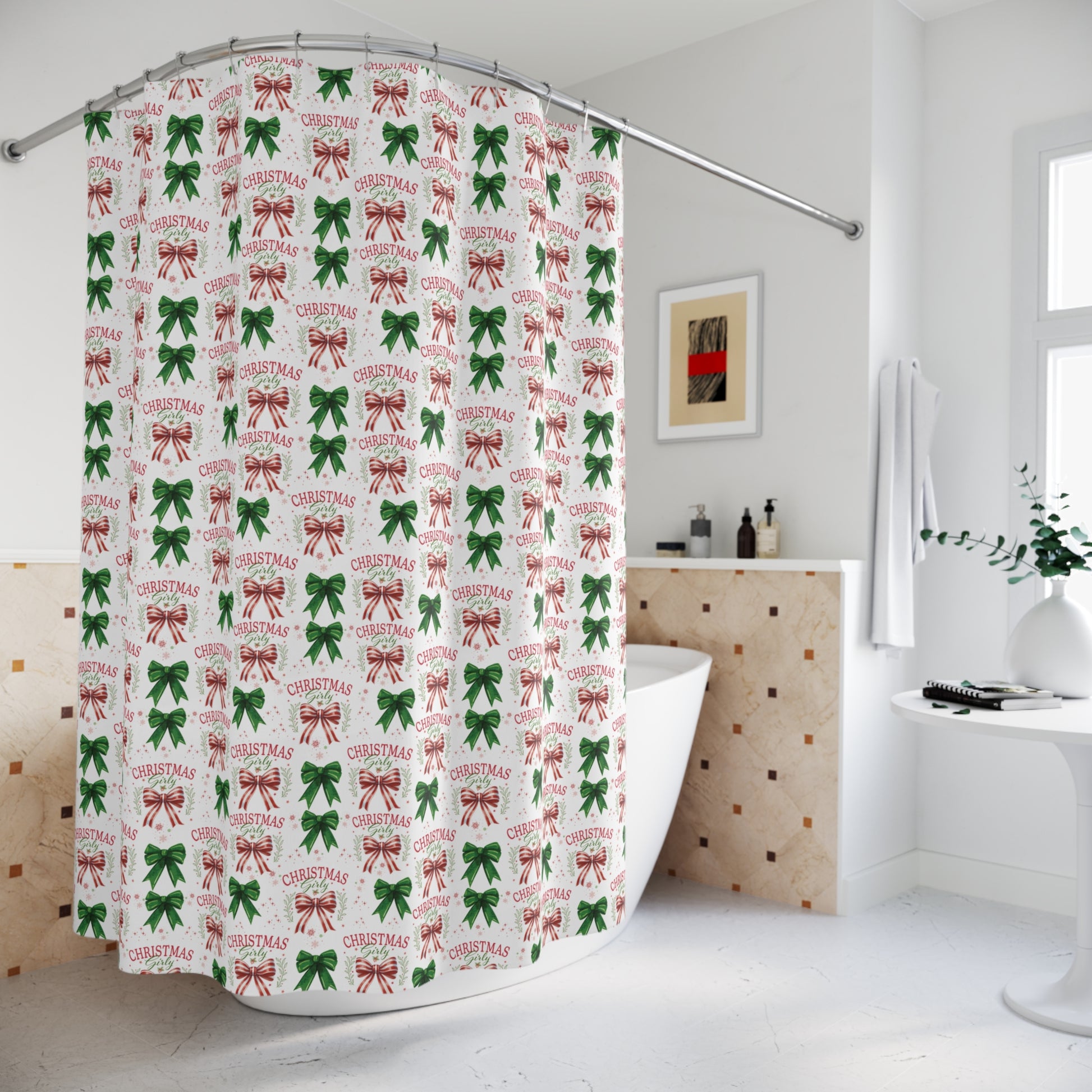 New House Boho Girly Christmas Shower Curtain Stylish Bathroom Decor, Perfect for a Fresh, Elegant Look and Durable for a Fresh, Stylish Wedding Gift for Mom Bridal Shower Gift Newlywed - MRSBYVALLE