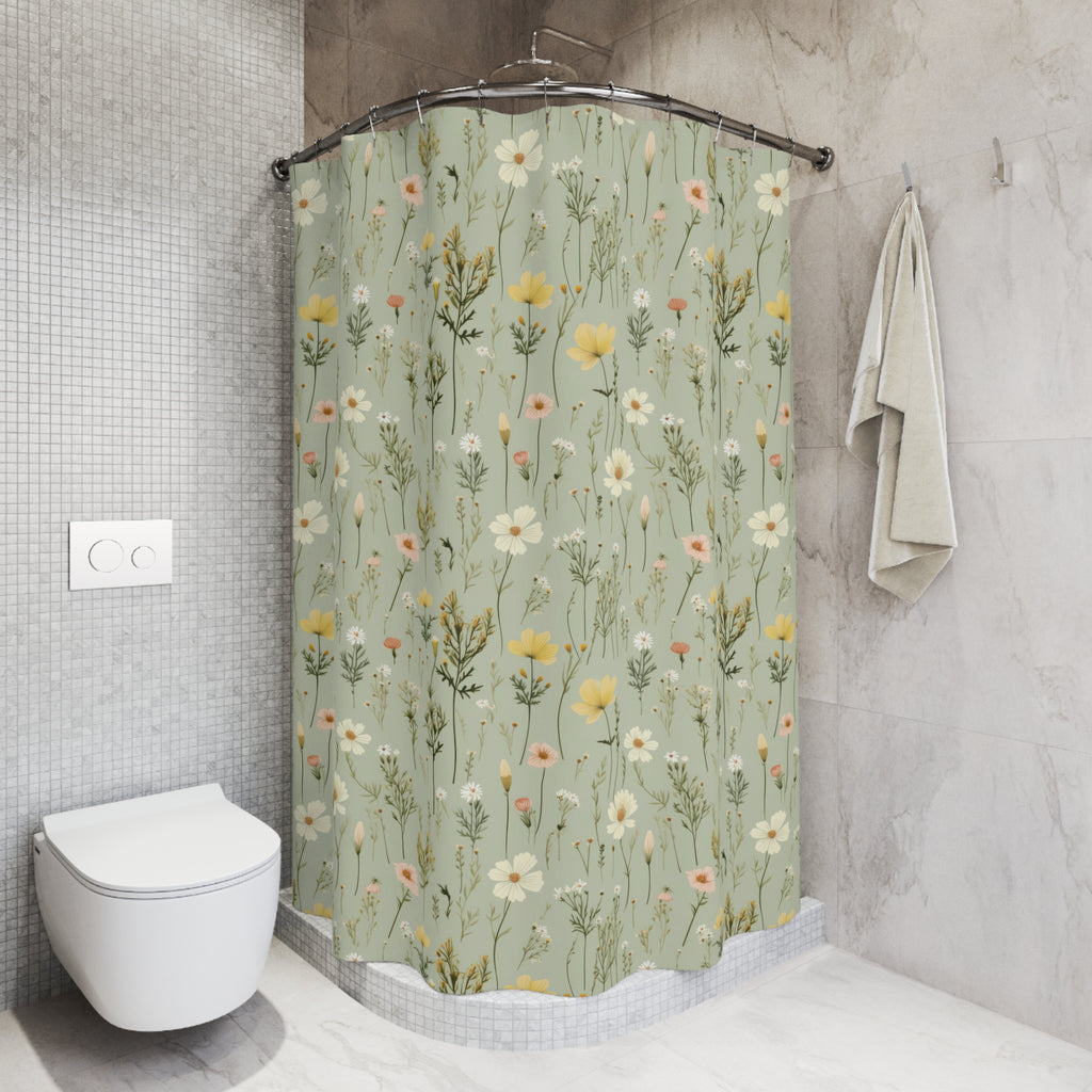 Boho Wildflowers Shower Curtain Vibrant Floral Design for Bohemian Bathroom Décor 100% Polyester, Water-Resistant, and Stylish Upgrade the Bathroom - MRSBYVALLE