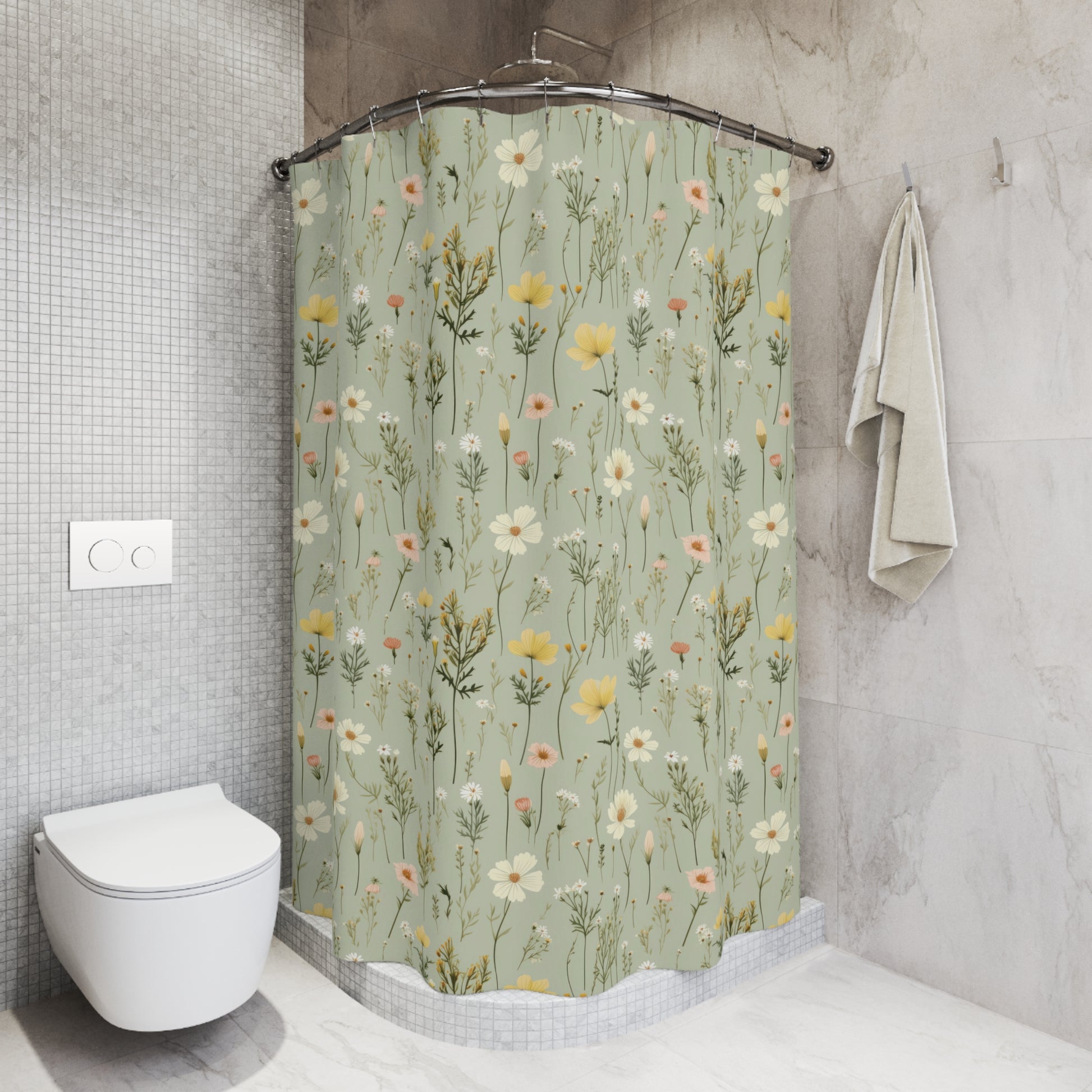 Boho Wildflowers Shower Curtain Vibrant Floral Design for Bohemian Bathroom Décor 100% Polyester, Water-Resistant, and Stylish Upgrade the Bathroom - MRSBYVALLE