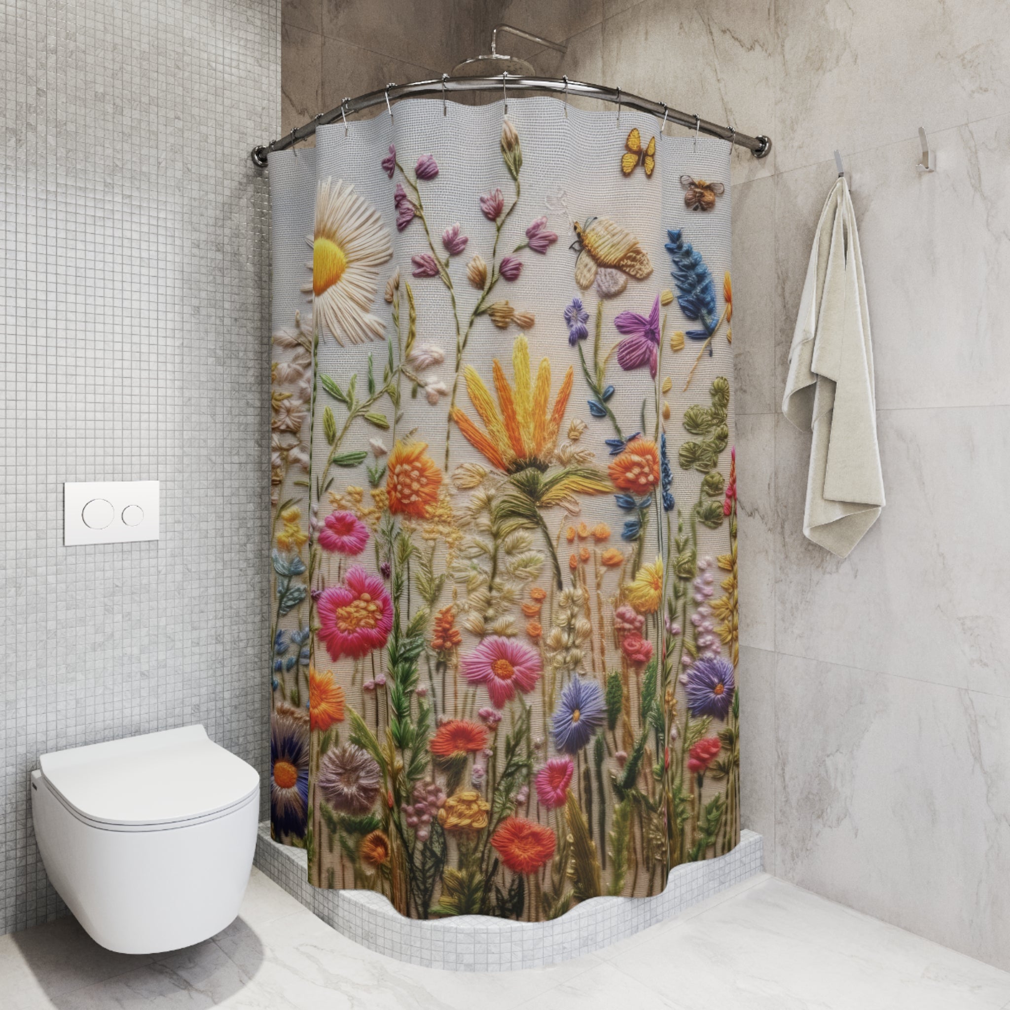 New House Boho Wildflowers Shower Curtain Stylish Bathroom Decor, Perfect for a Fresh, Elegant Look and Durable for a Fresh, Stylish Wedding Gift for Mom Bridal Shower Gift Newlywed - MRSBYVALLE