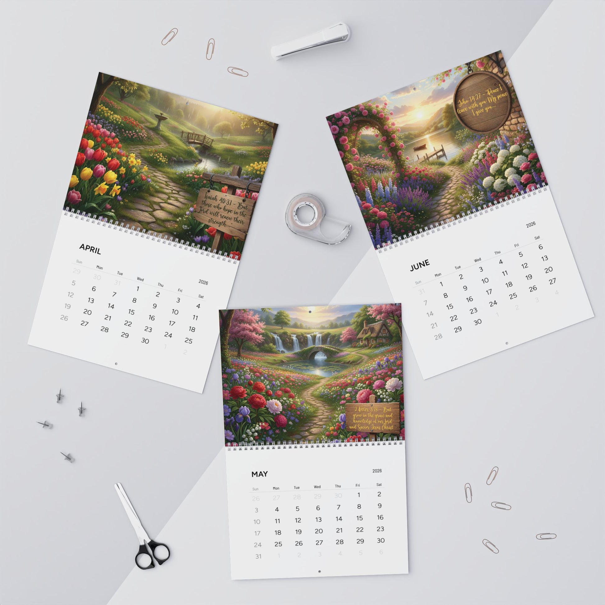 2026 Christian Scripture Wall Calendar 2026 | 12-Month Scenic Landscape Art & Powerful Bible Verses