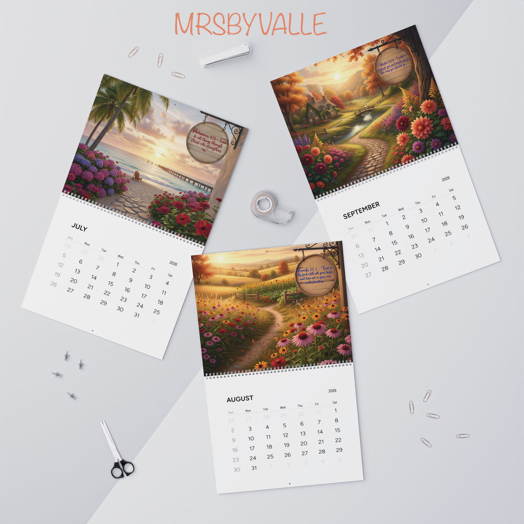 2026 Christian Scripture Wall Calendar 2026 | 12-Month Scenic Landscape Art & Powerful Bible Verses