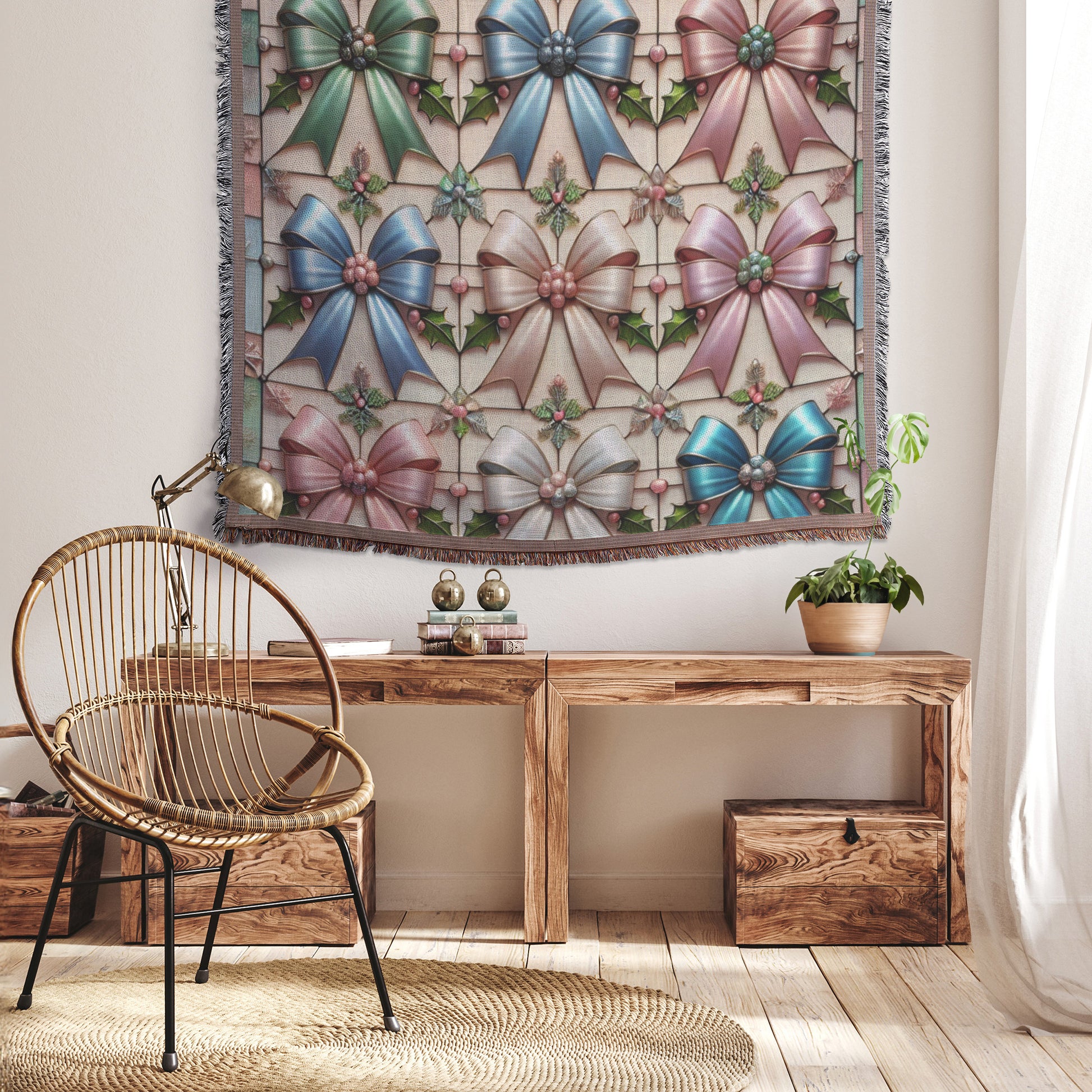 Coquette Bows Woven Blanket 50x60 - Ultra Soft and Cozy Throw Blanket for Home Decor | Perfect for Couch, Bed, and Outdoor Use | Stylish and Durable Woven Design - MRSBYVALLE