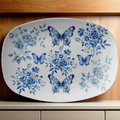 Elegant Chinoiserie Blue 10x14 Platter – Stunning Floral Design, Durable Serving Dish for Dining, Entertaining & Home Decor