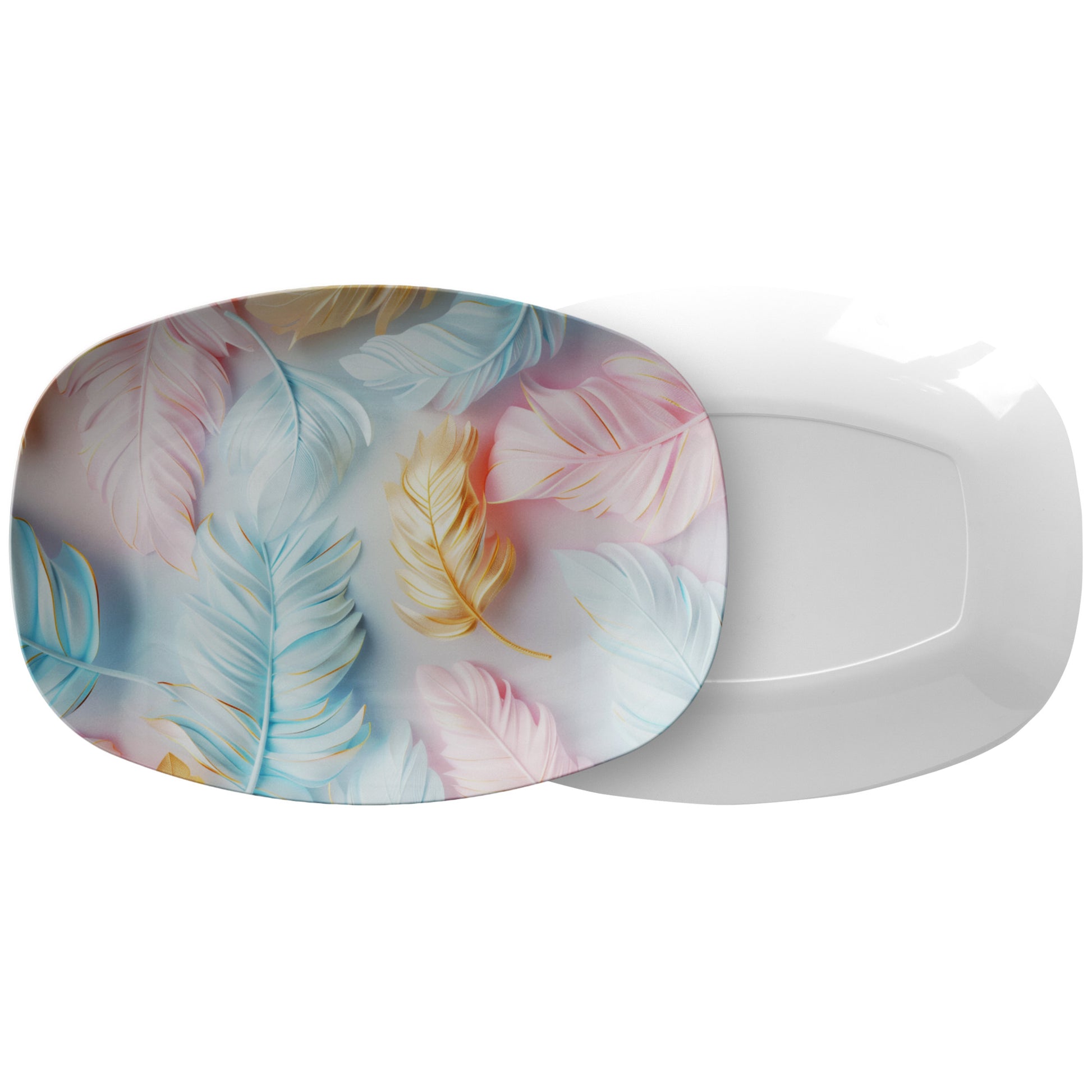 Elegant Pastel Feather Platter Durable Decorative Serving Dish for Stylish Home Décor and Entertaining | Perfect for Special Occasions, Weddings, and Gifts - MRSBYVALLE
