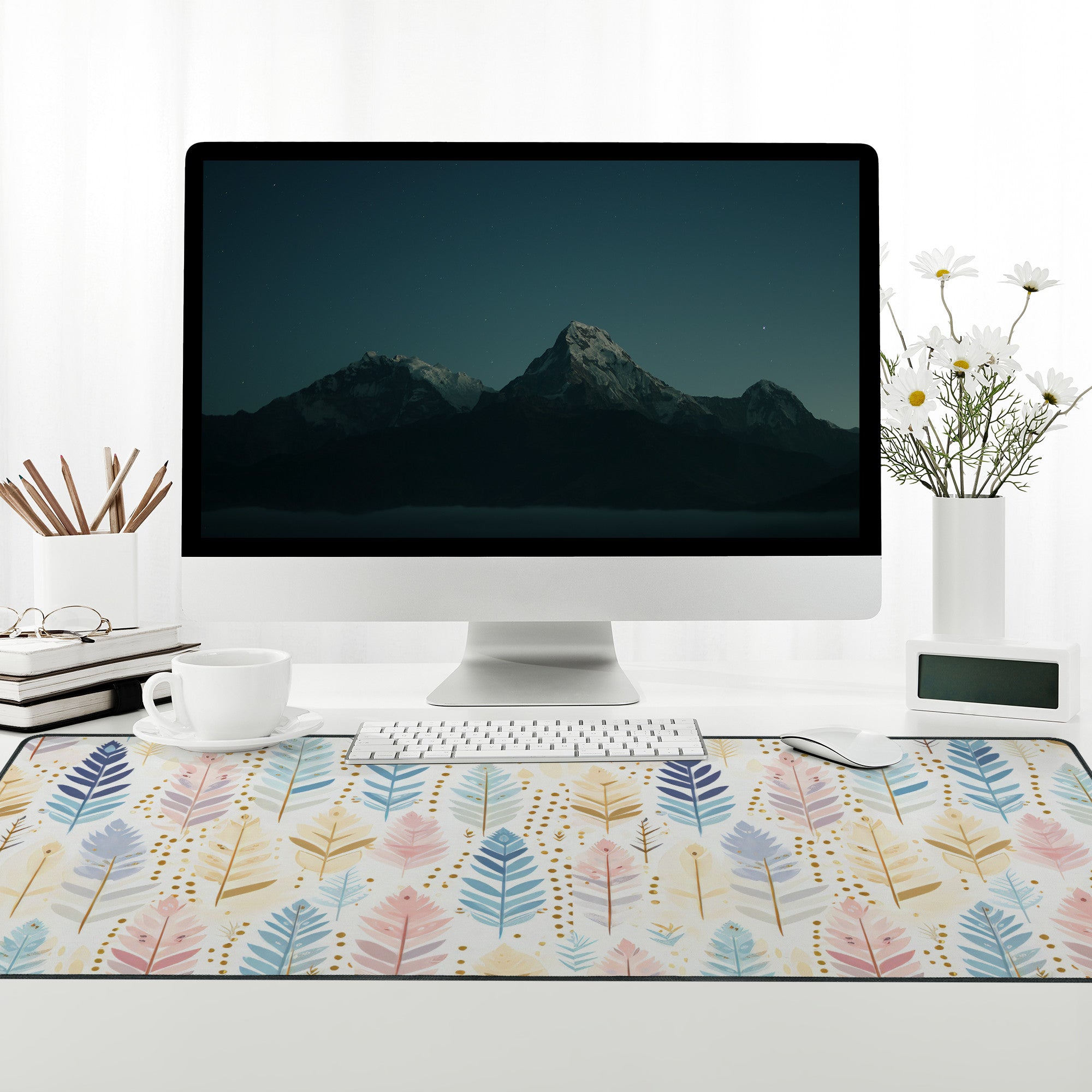 Extra-Large Boho Desk Mat – Vibrant Non-Slip Workspace Protector for Home Office, Gaming & Crafting | Durable Neoprene with Stylish Floral Design
