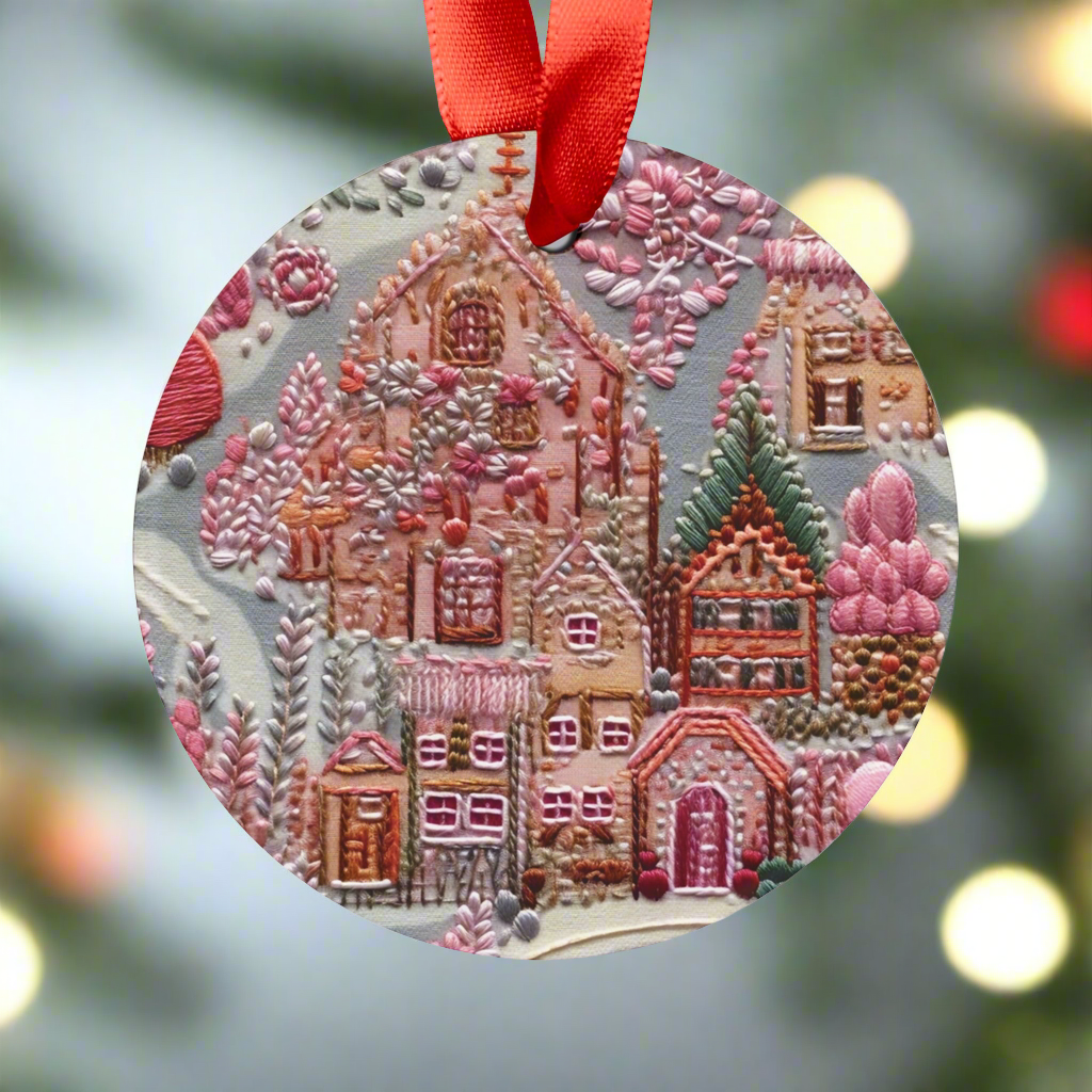 3D Illusion Pink Christmas Acrylic Ornament with Ribbon Perfect Holiday Decoration and Gift Durable Holiday Keepsake | Charming Winter Design | Ideal for Tree Trimming and Gift Giving - MRSBYVALLE
